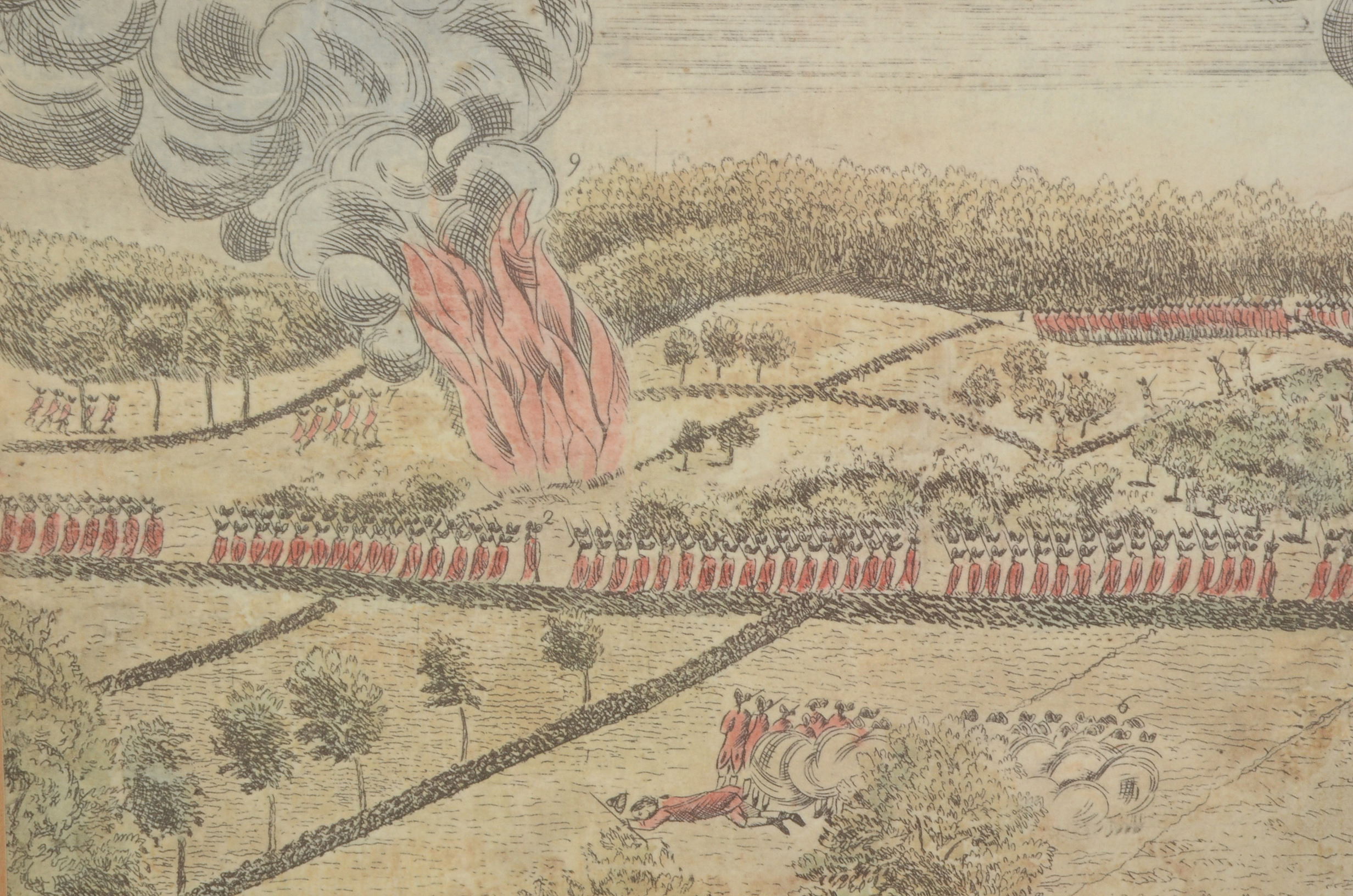 Offset Lithographic Reproduction after 1775 Amos Doolittle Engraving "A View of the South Part of Lexington"