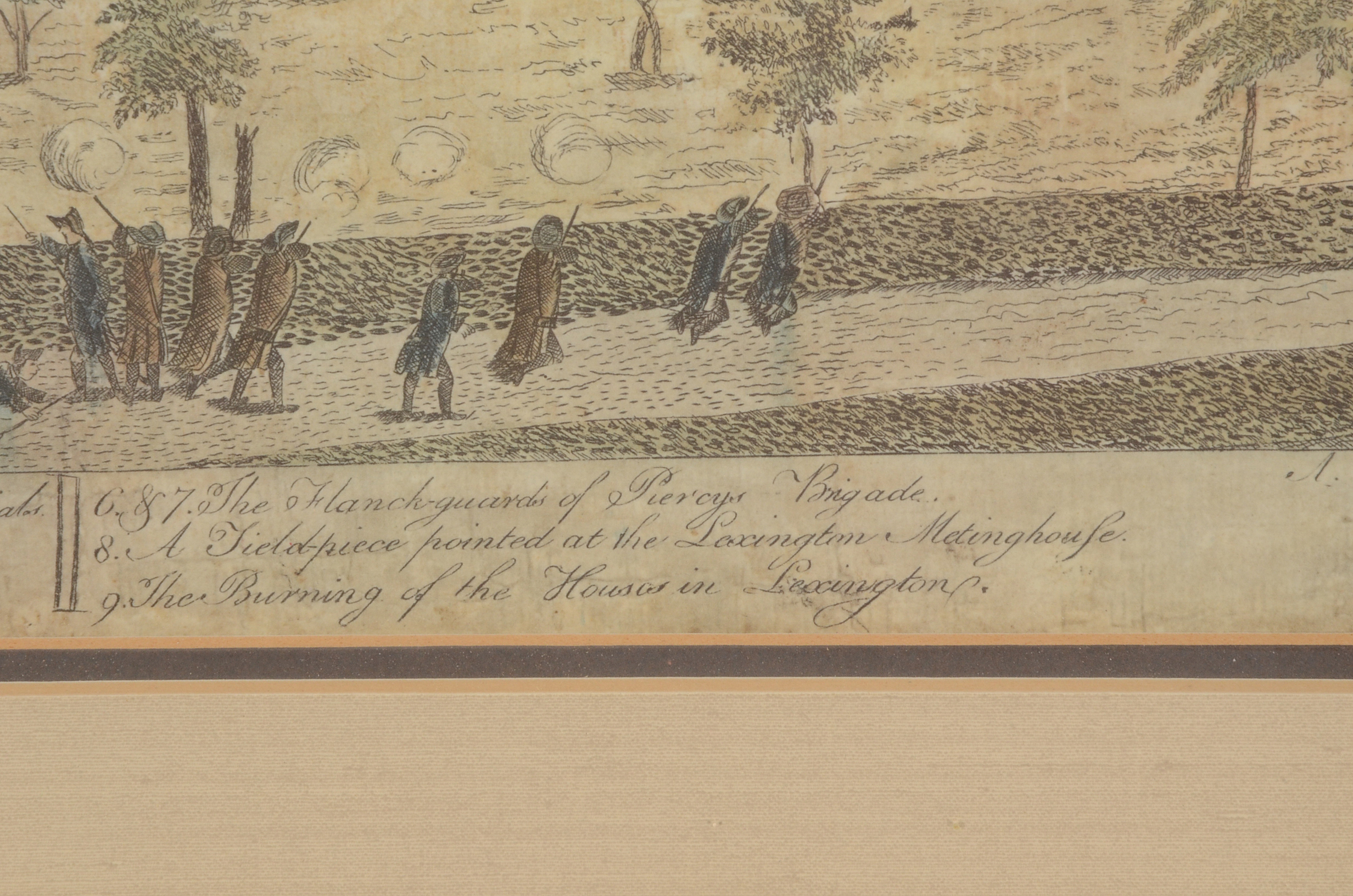 Offset Lithographic Reproduction after 1775 Amos Doolittle Engraving "A View of the South Part of Lexington"