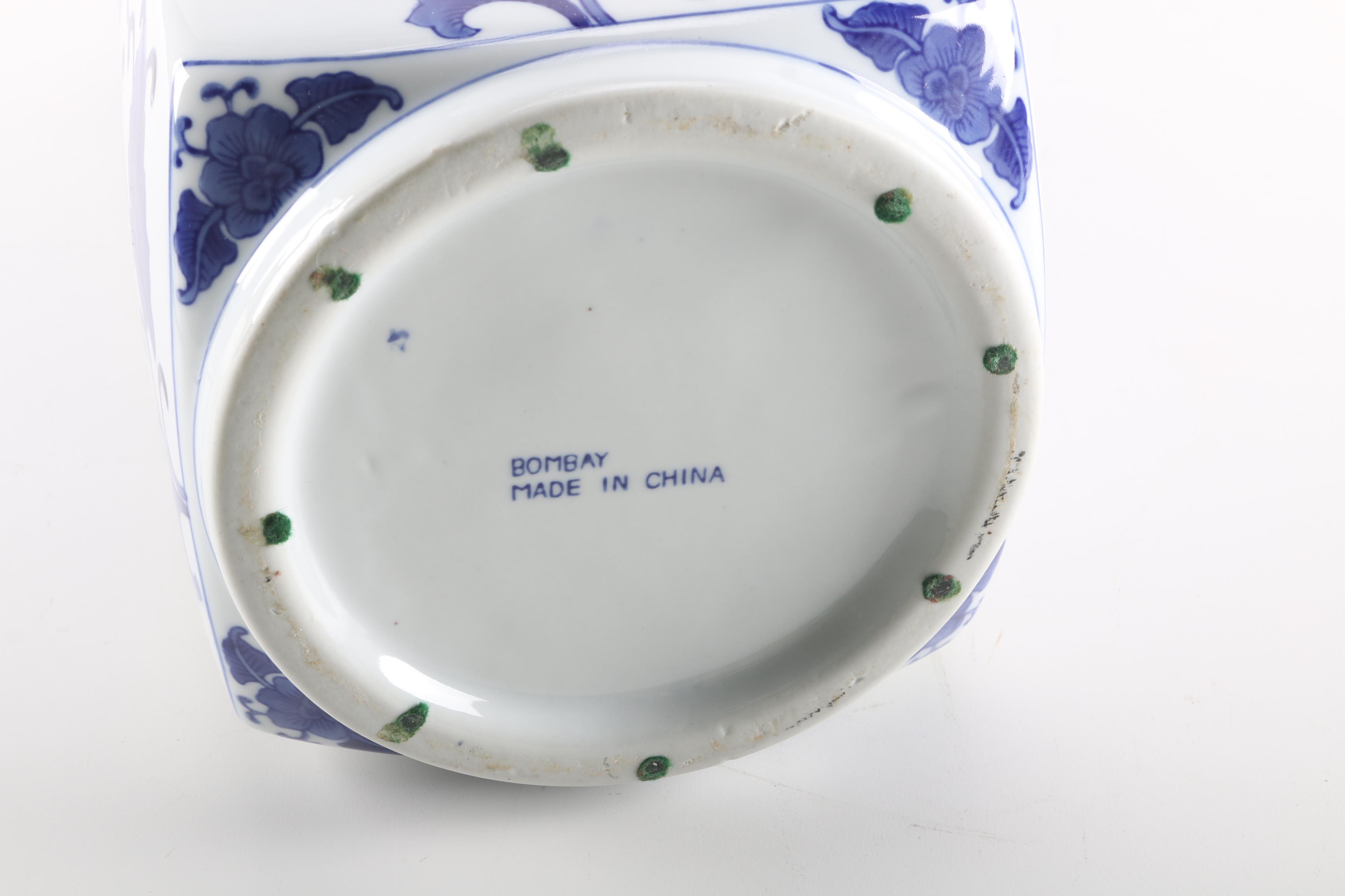 Bombay Company Blue on White Porcelain Vase