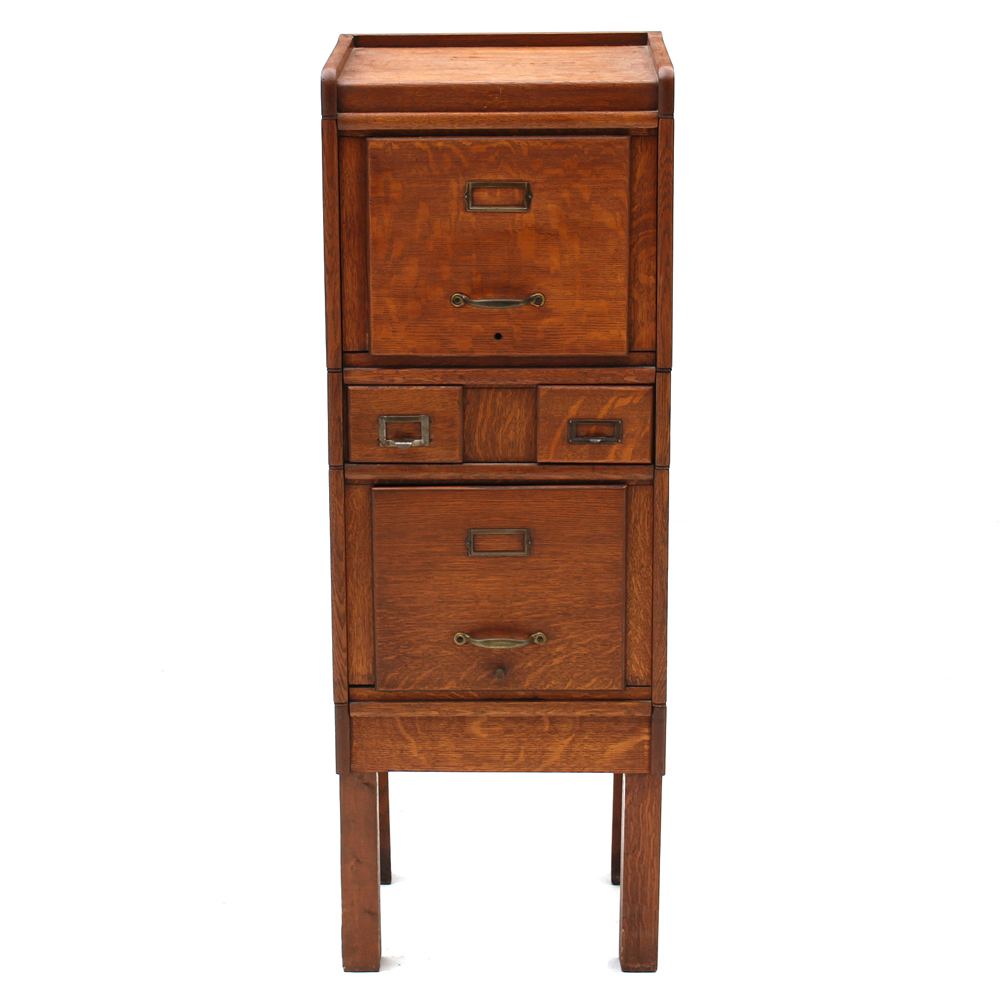 Vintage Stacking Oak File-on-Stand