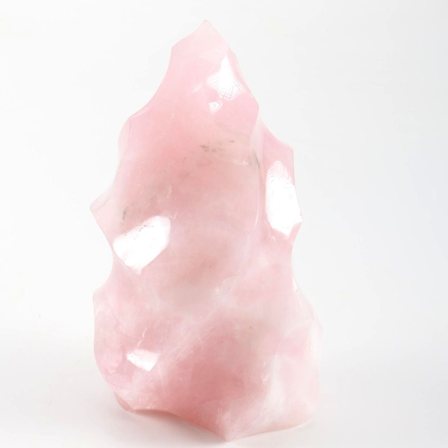 Polished "Flame" Rose Quartz Specimen