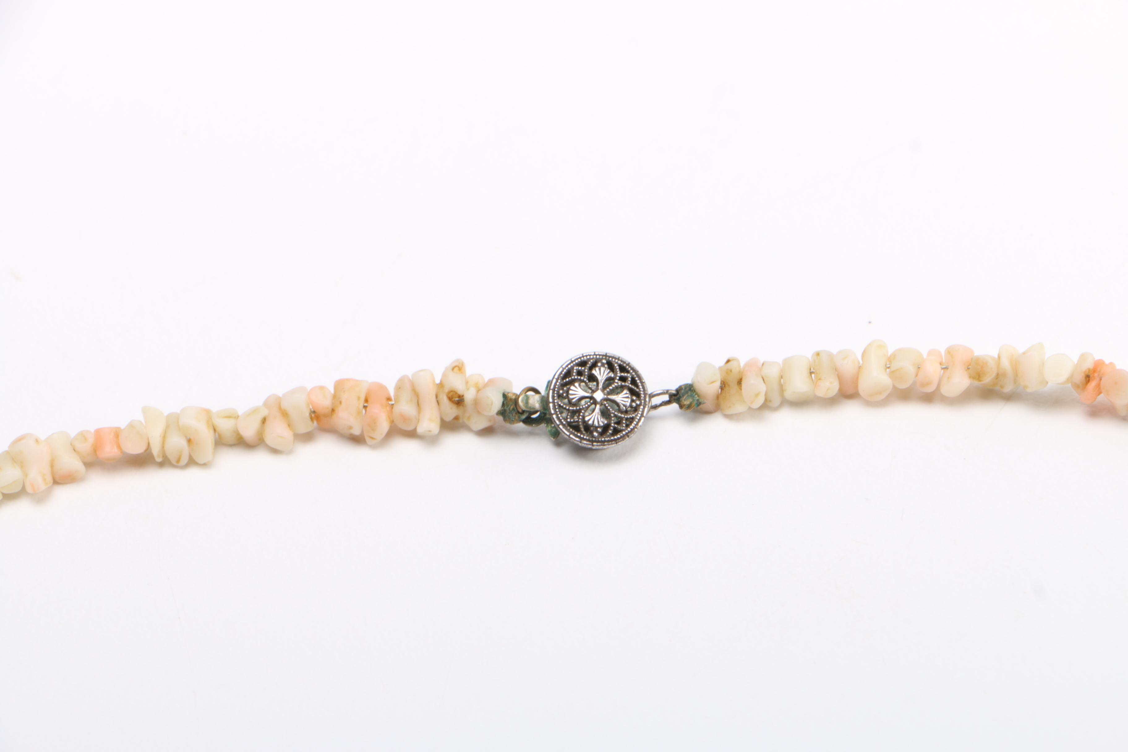 Sterling Silver Jewelry Assortment Including a Coral Necklace