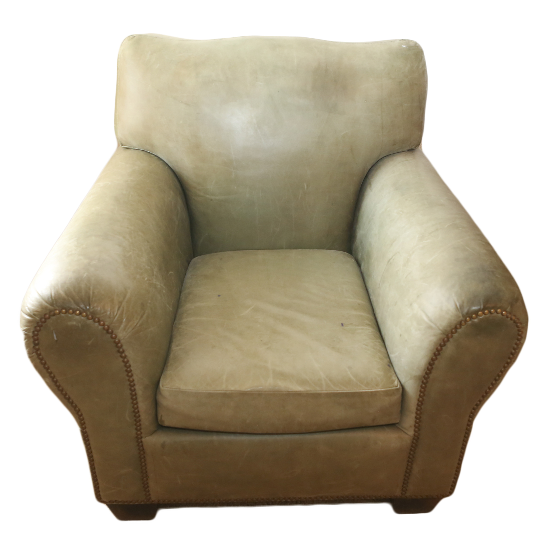 Olive Green Leather Club Chair by Kalmar Leather Company, Inc.