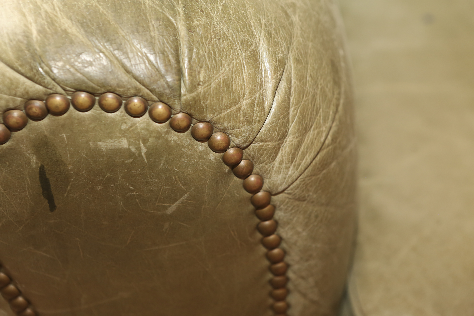 Olive Green Leather Club Chair by Kalmar Leather Company, Inc.