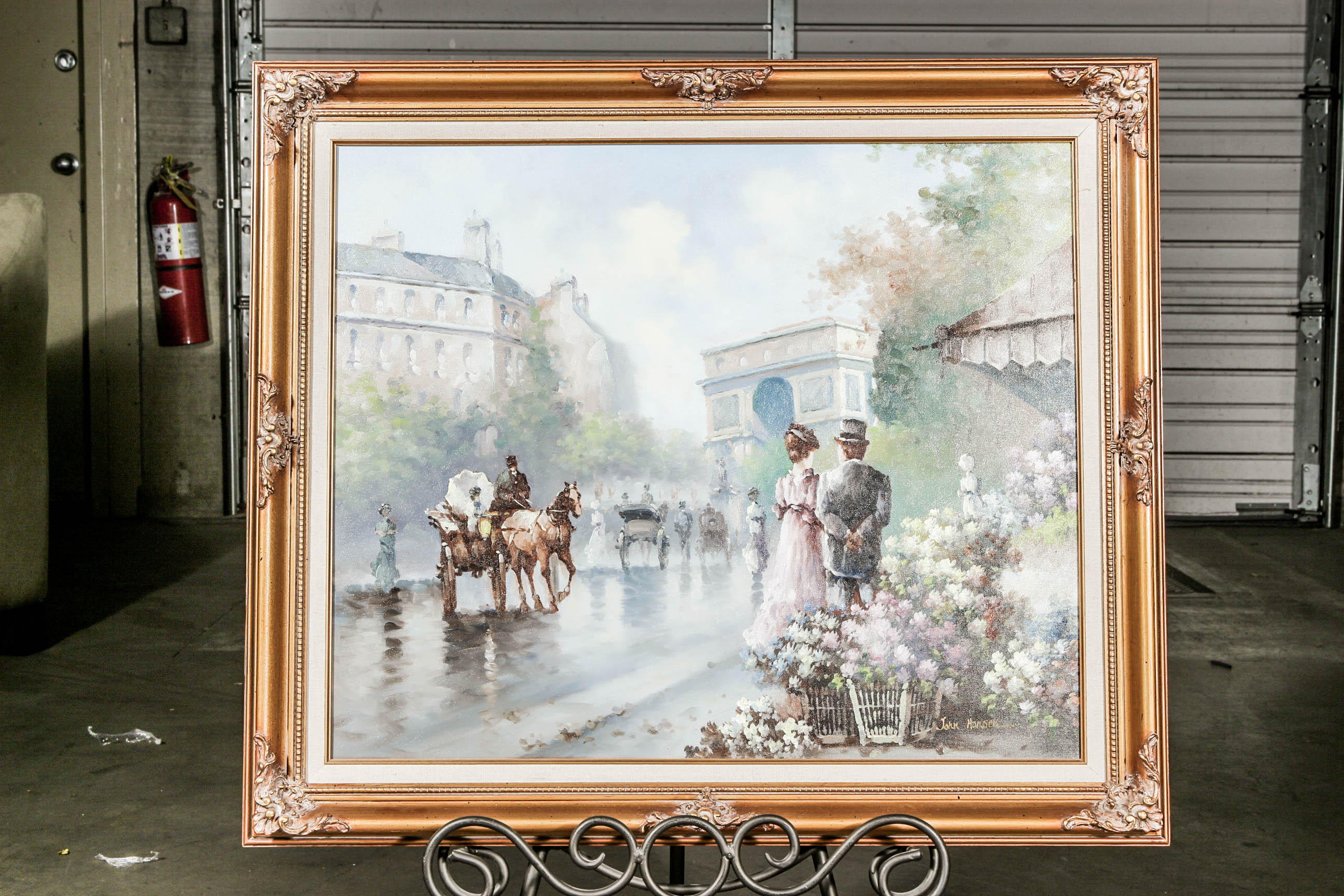 John Hanson Oil on Canvas Painting of a Parisian Scene