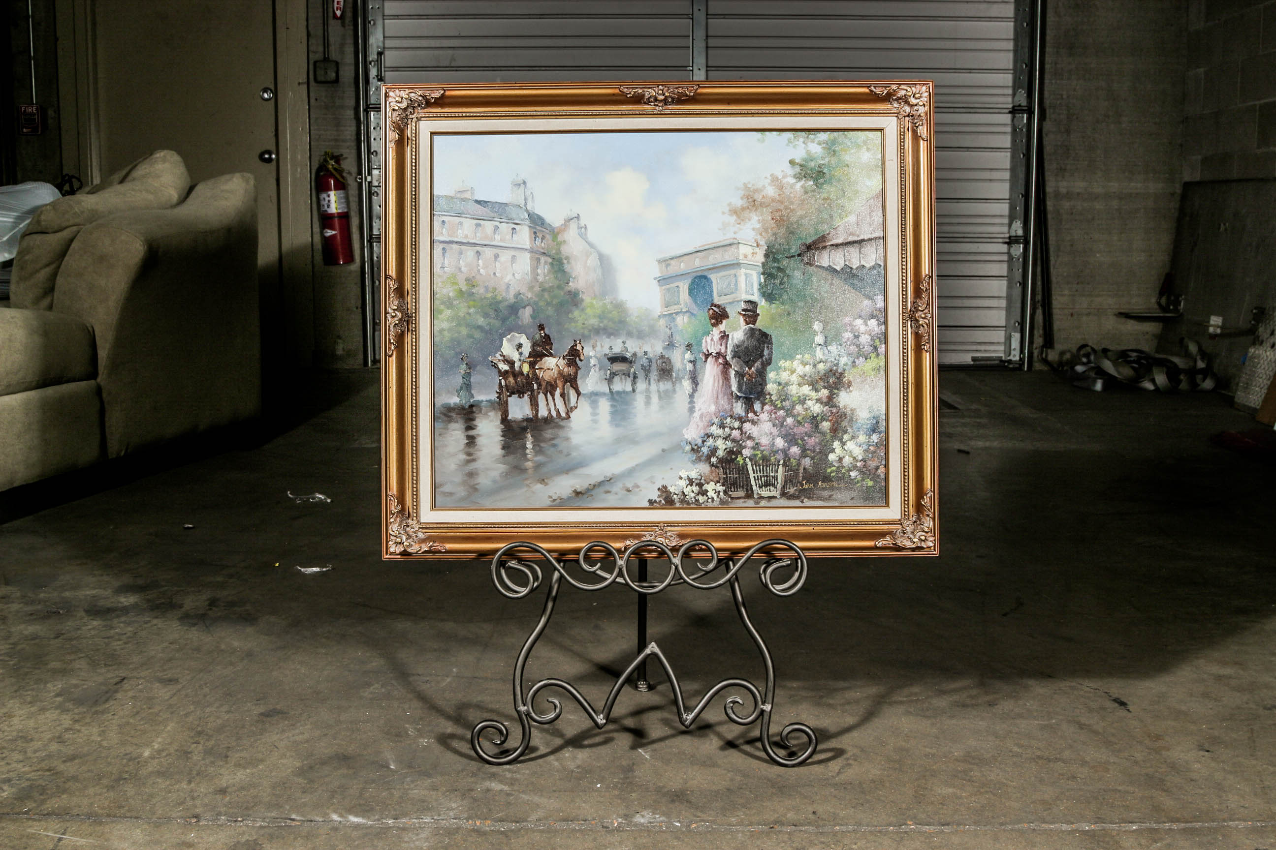 John Hanson Oil on Canvas Painting of a Parisian Scene