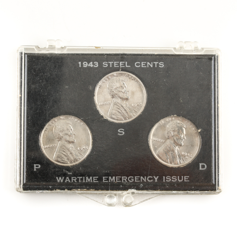 Set of Three WWII Steel Pennies