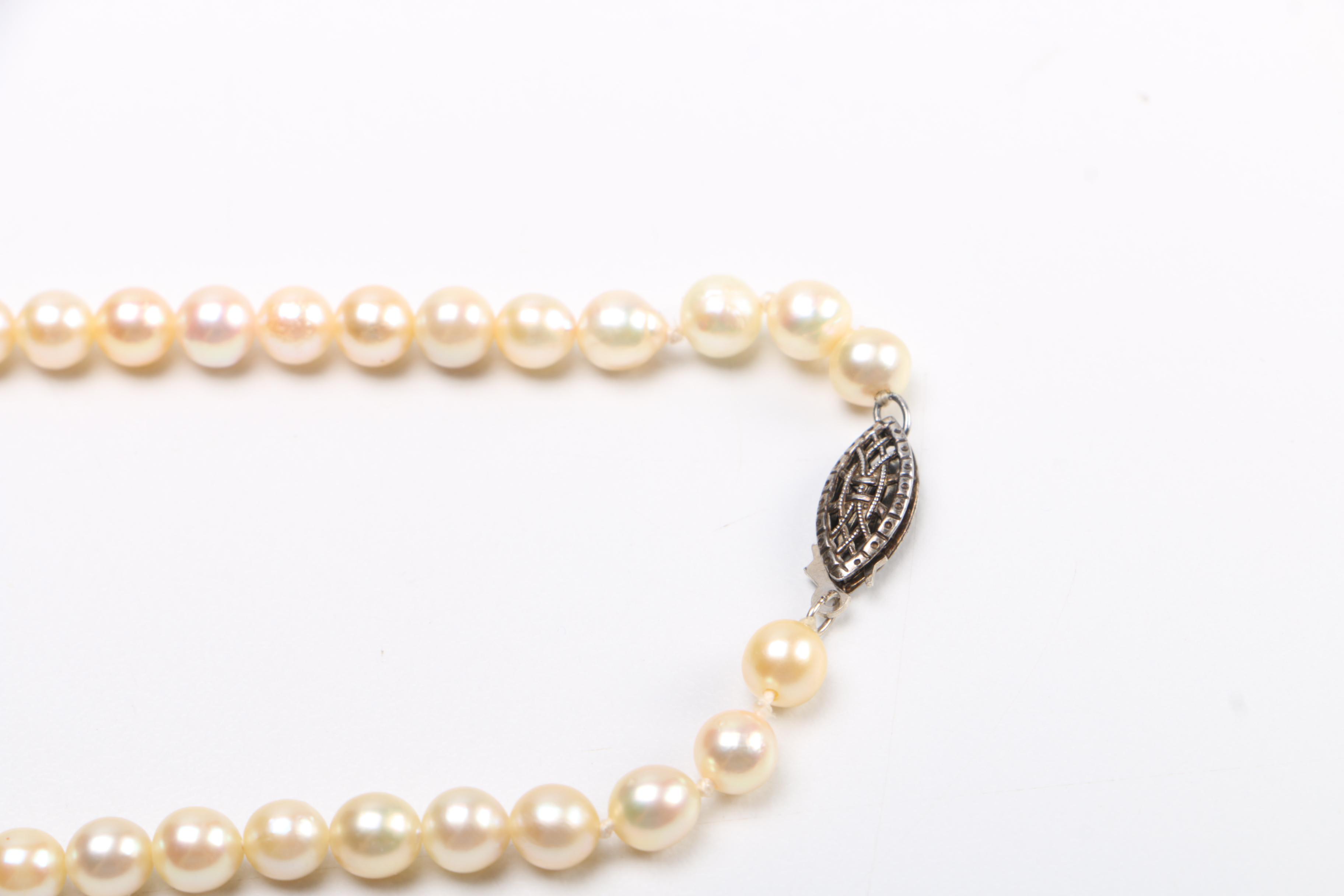 Sterling Silver Jewelry Assortment Including a Pearl Necklace