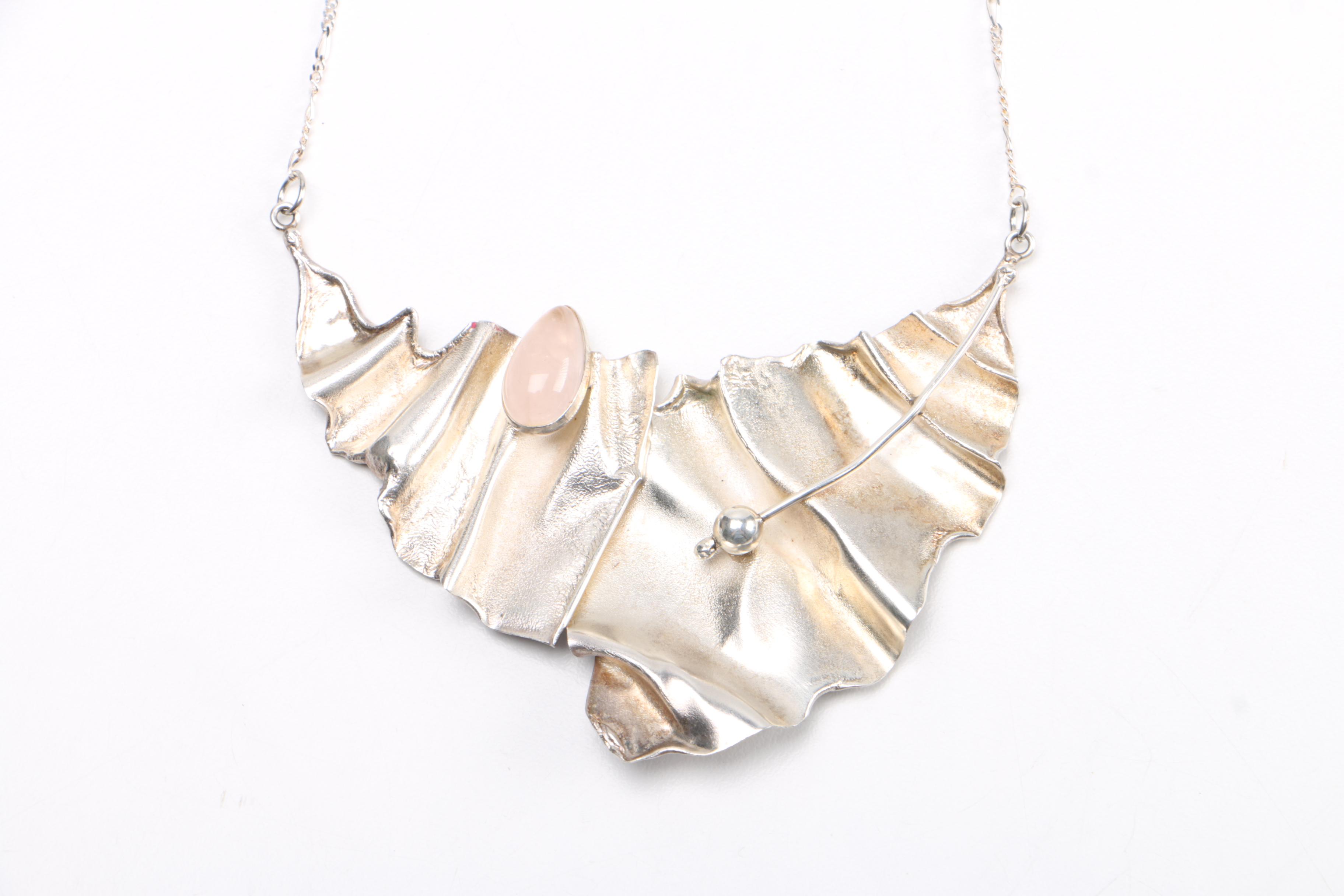 Sterling Silver Jewelry Assortment Including a Pearl Necklace