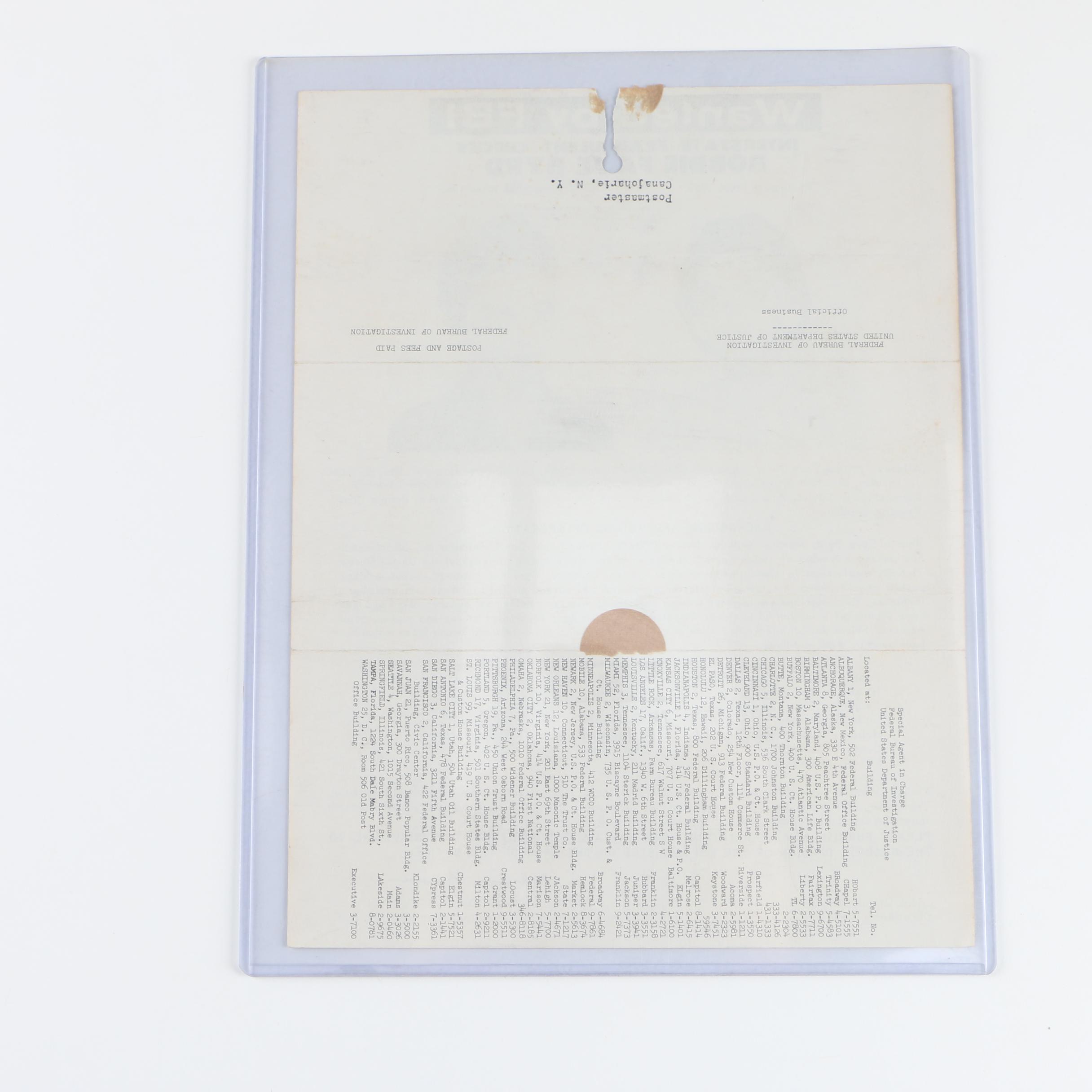 Vintage FBI Wanted Posters