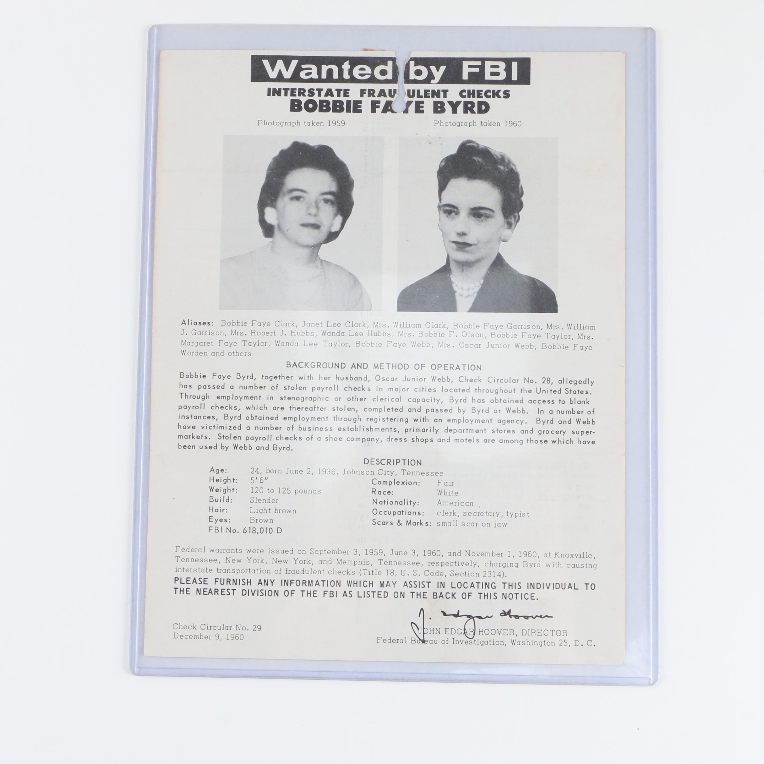 Vintage FBI Wanted Posters