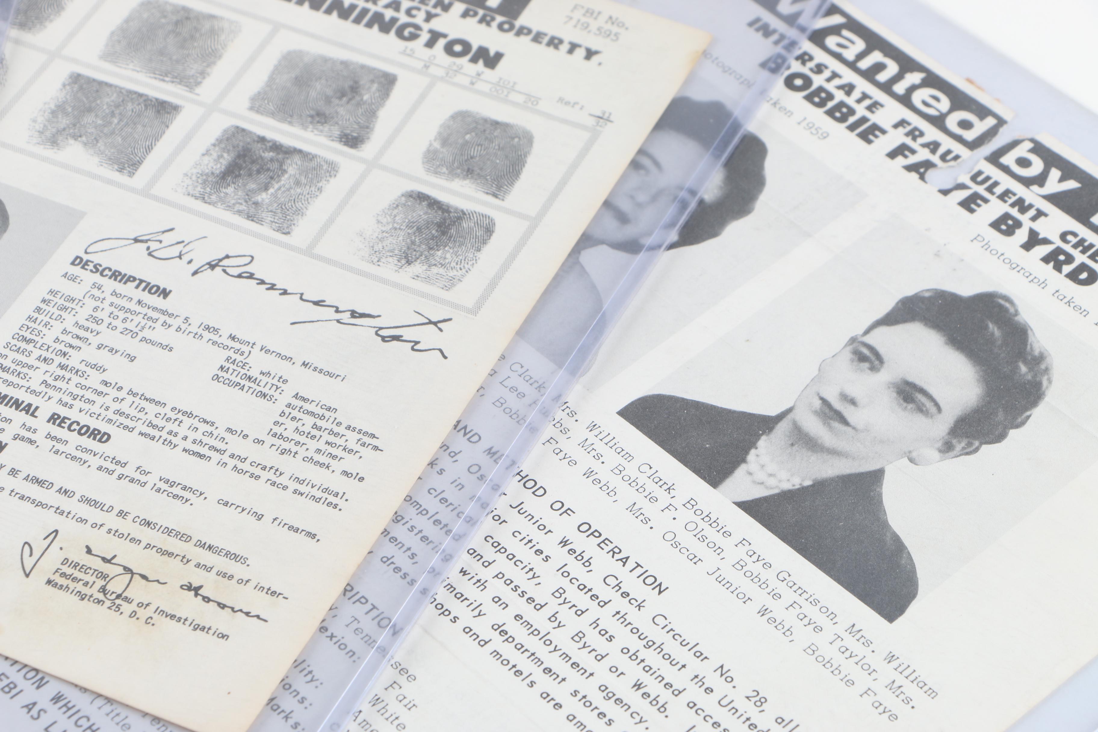 Vintage FBI Wanted Posters