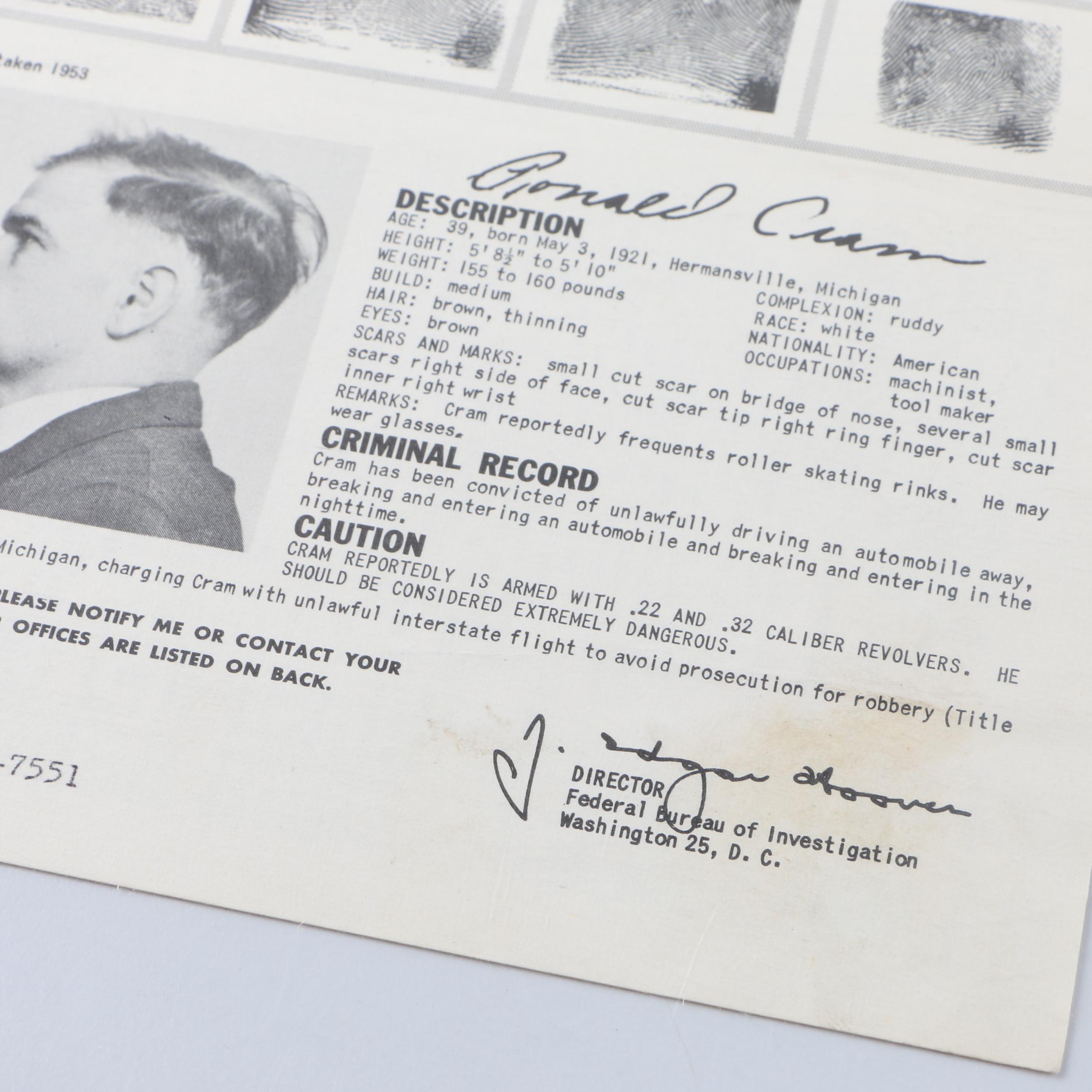 Vintage FBI Wanted Posters