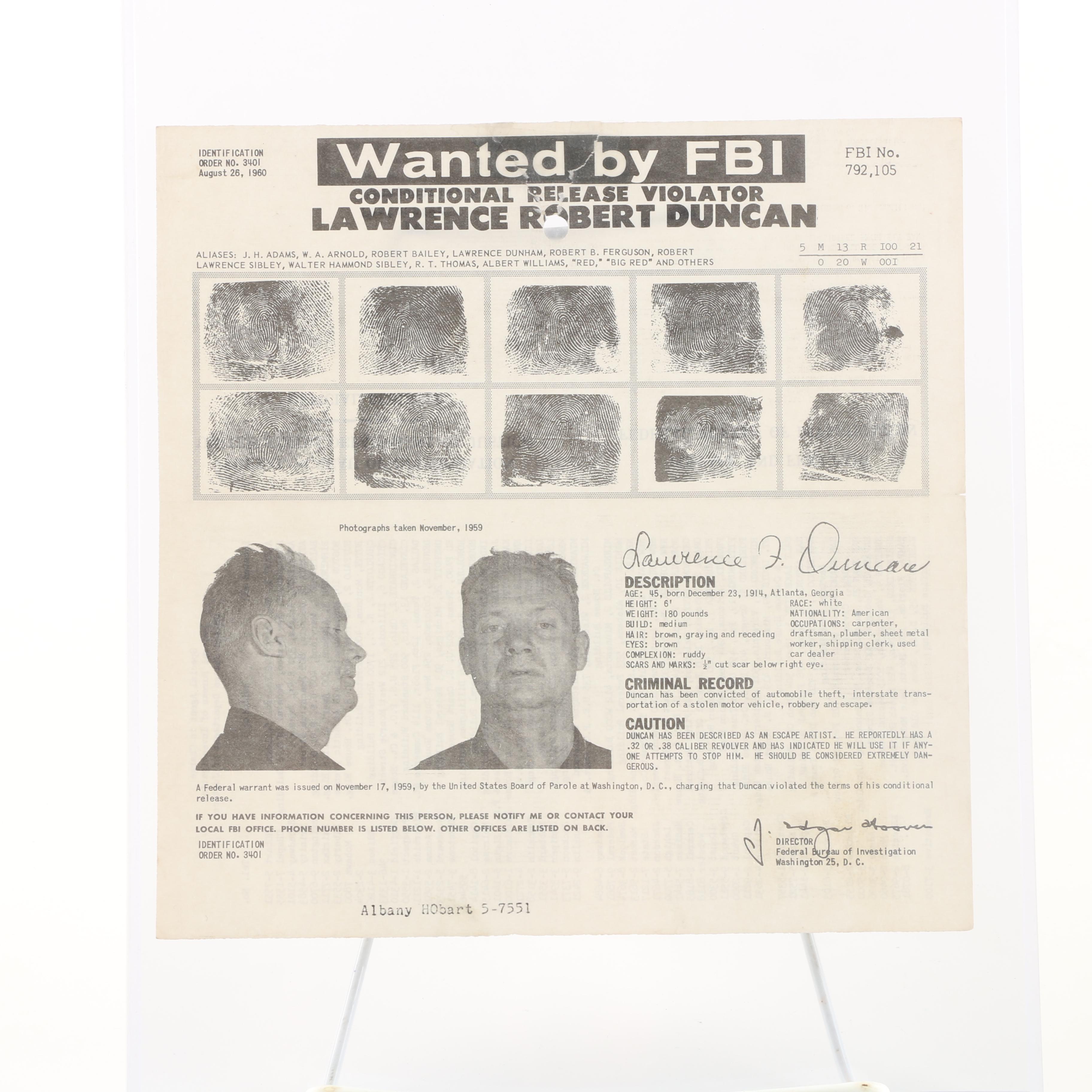 Vintage FBI Wanted Posters