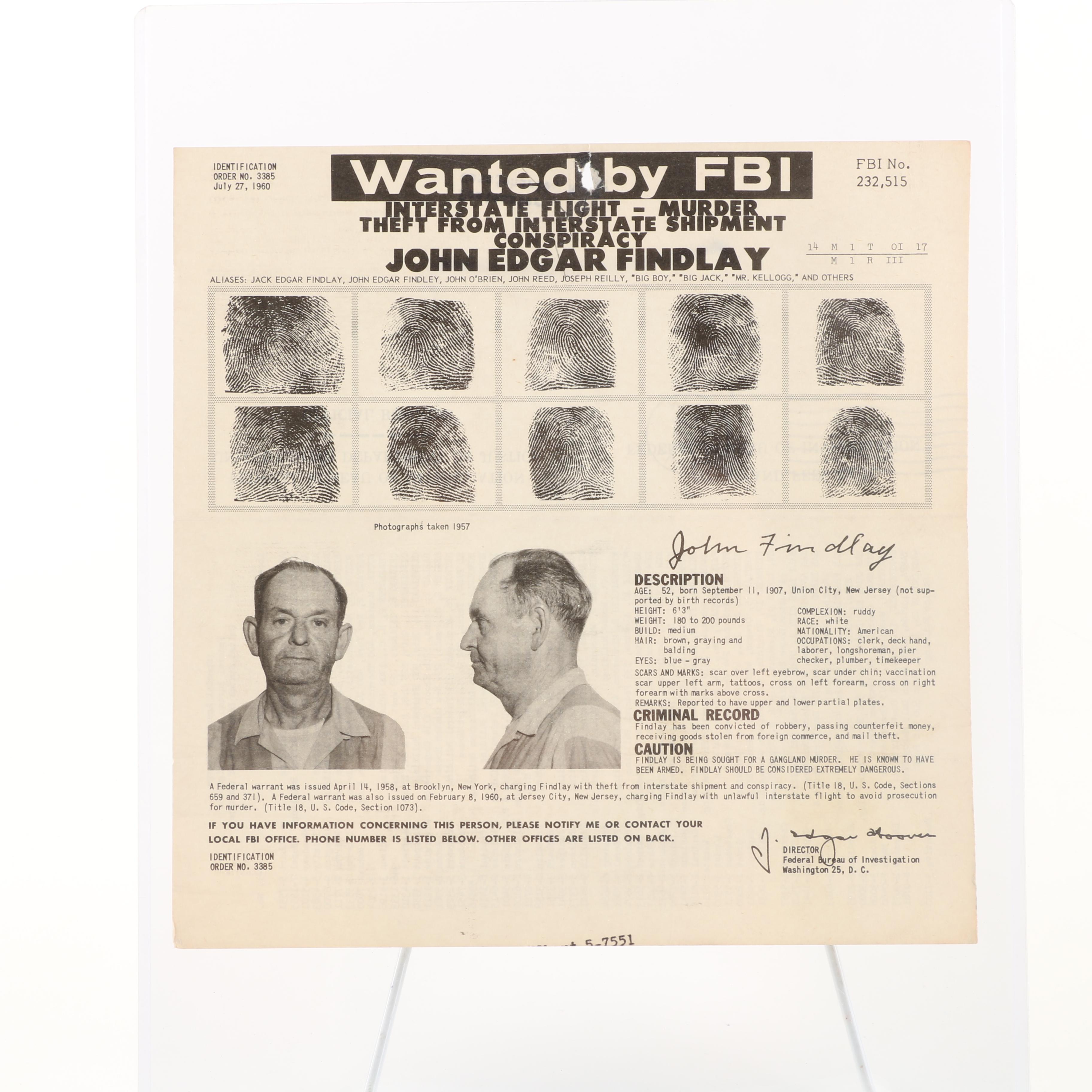 Vintage FBI Wanted Posters