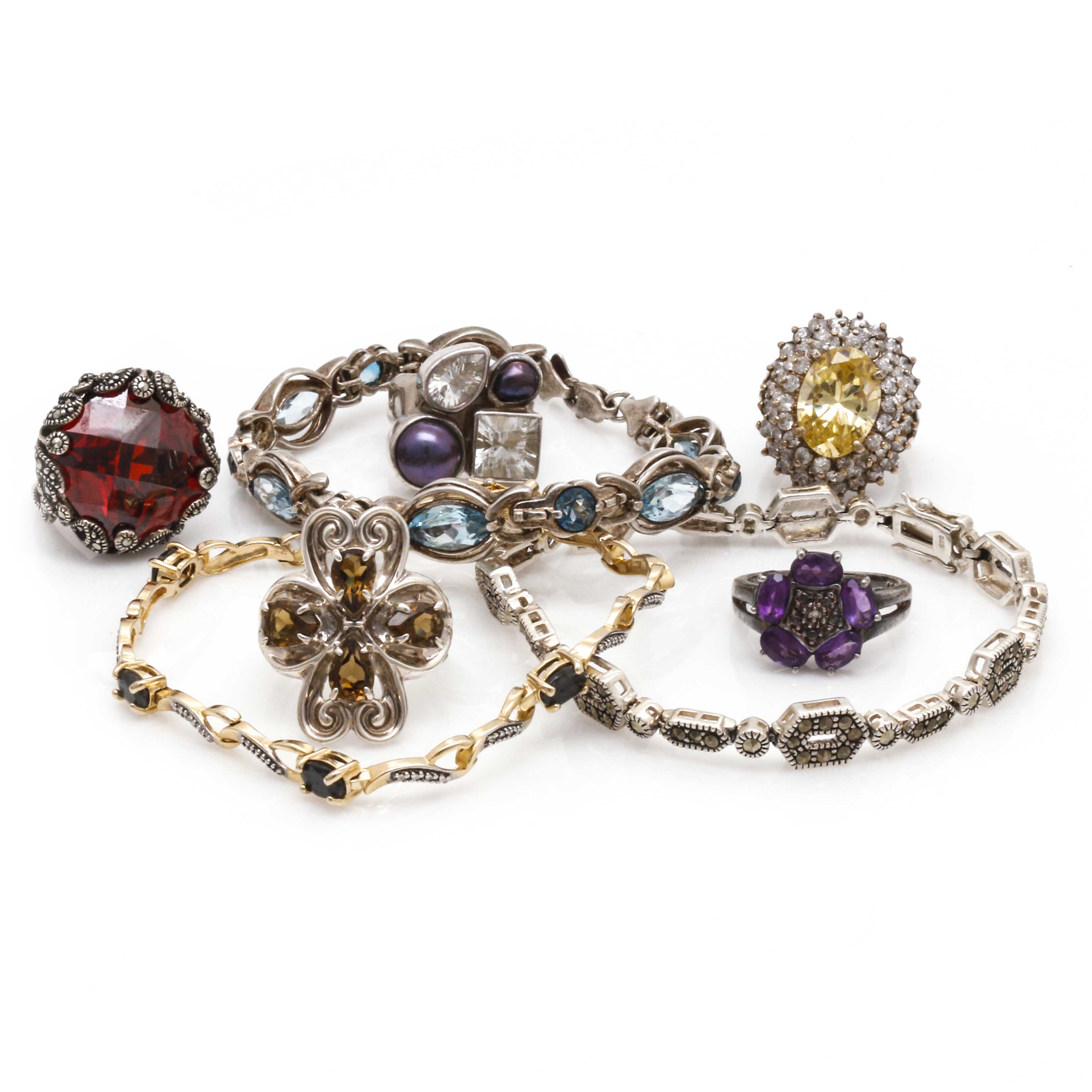 Diamond and Gemstone Sterling Silver Jewelry Including Carolyn Pollack