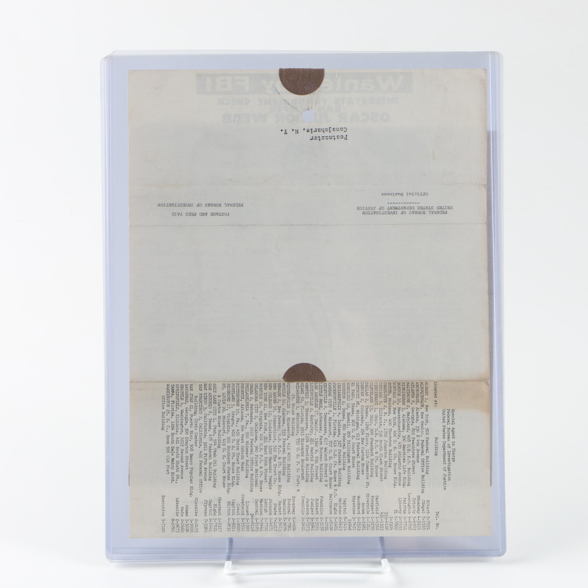 Vintage FBI Wanted Posters