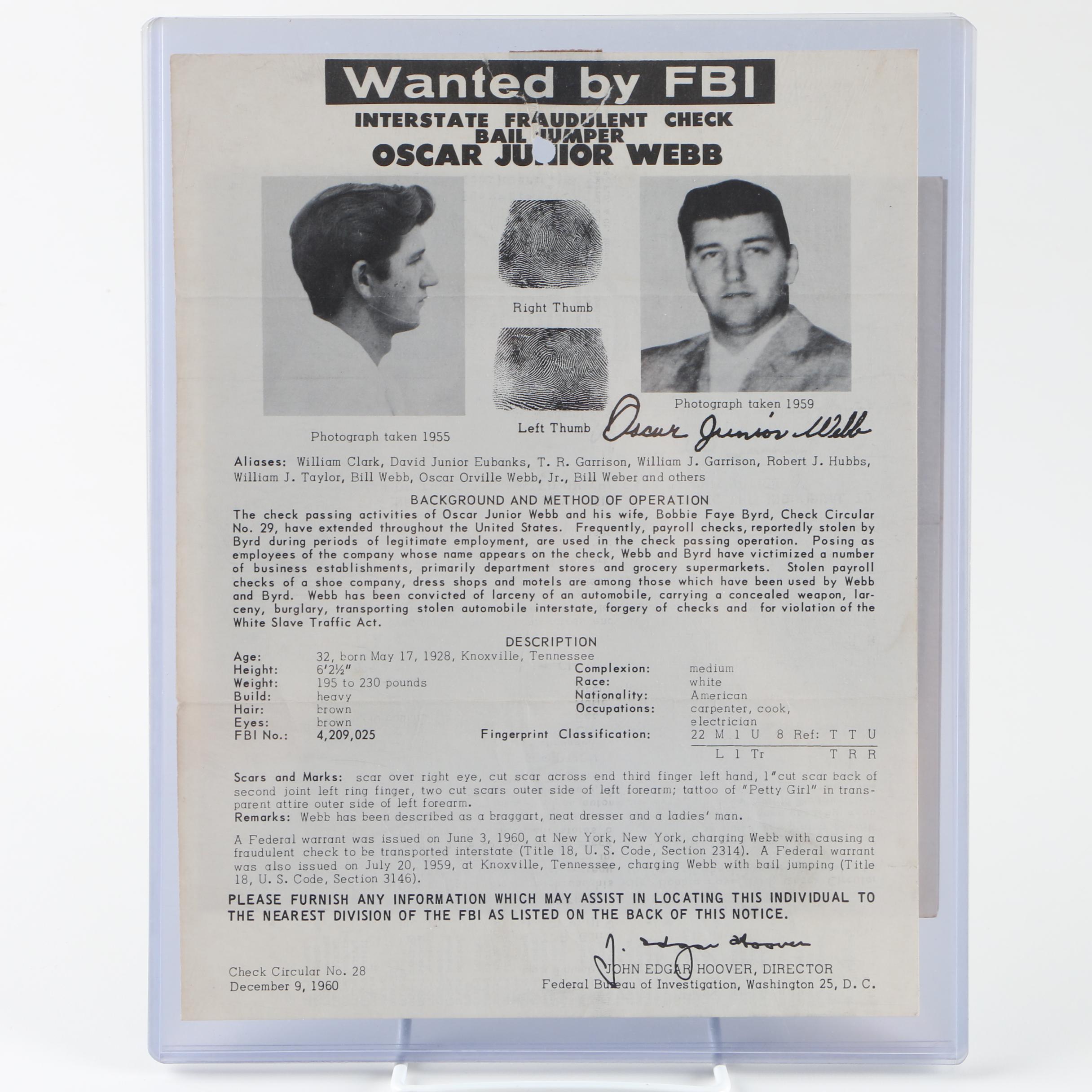 Vintage FBI Wanted Posters