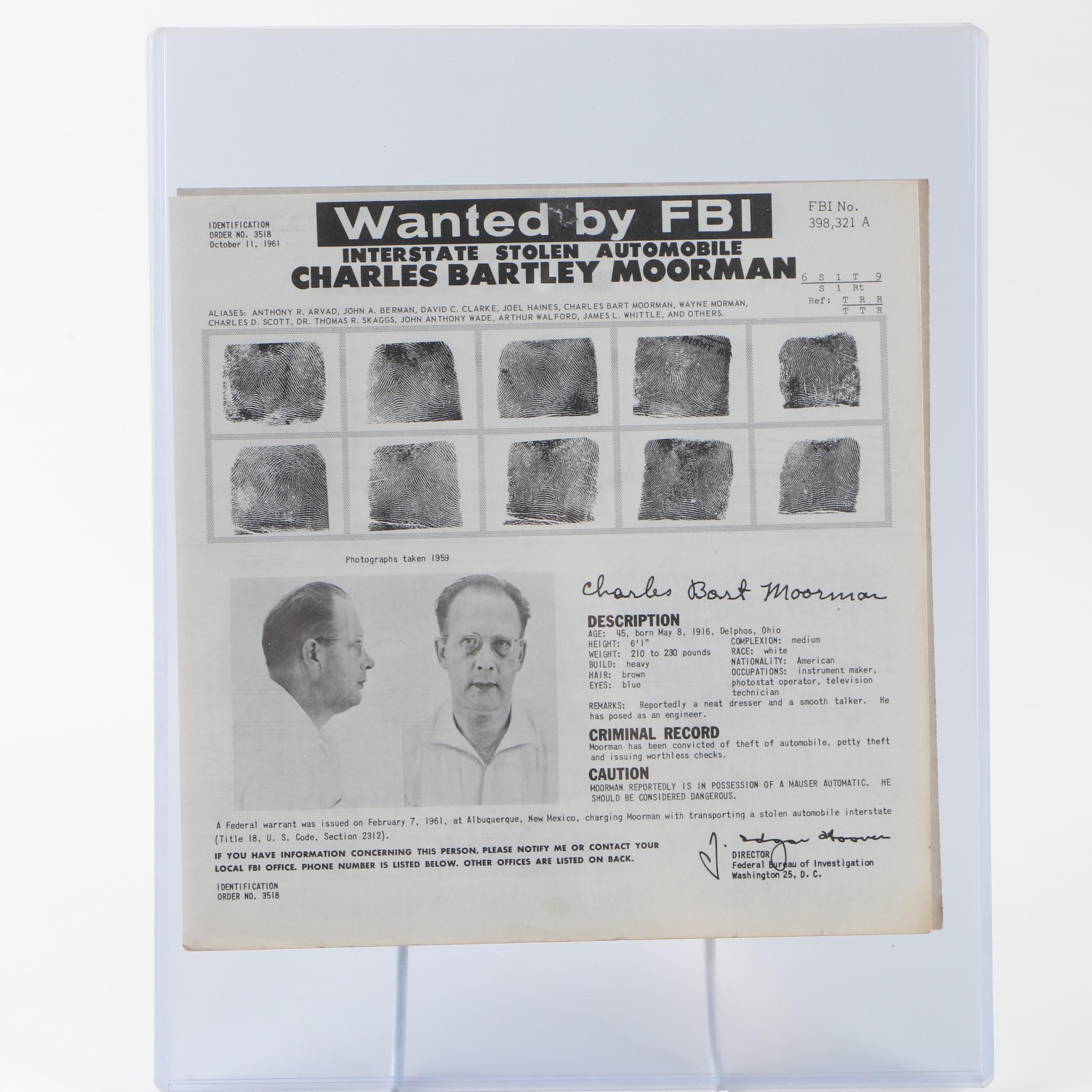 Vintage FBI Wanted Posters