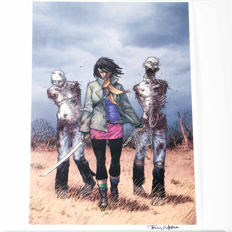 Offset Lithograph From "The Walking Dead" Comics Signed By Tony Moore