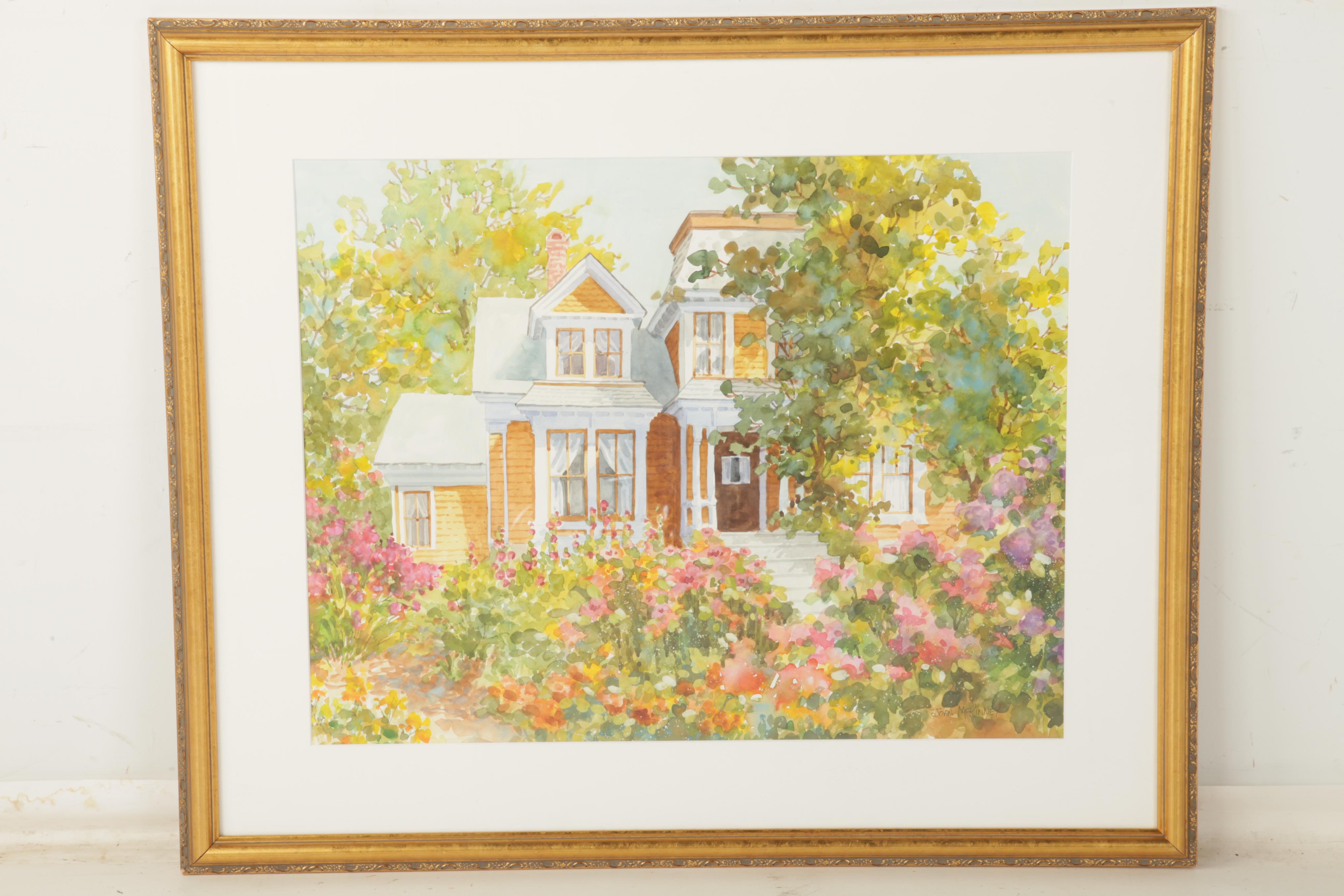 Joan H. McKinney Watercolor on Paper "Country Gardens"