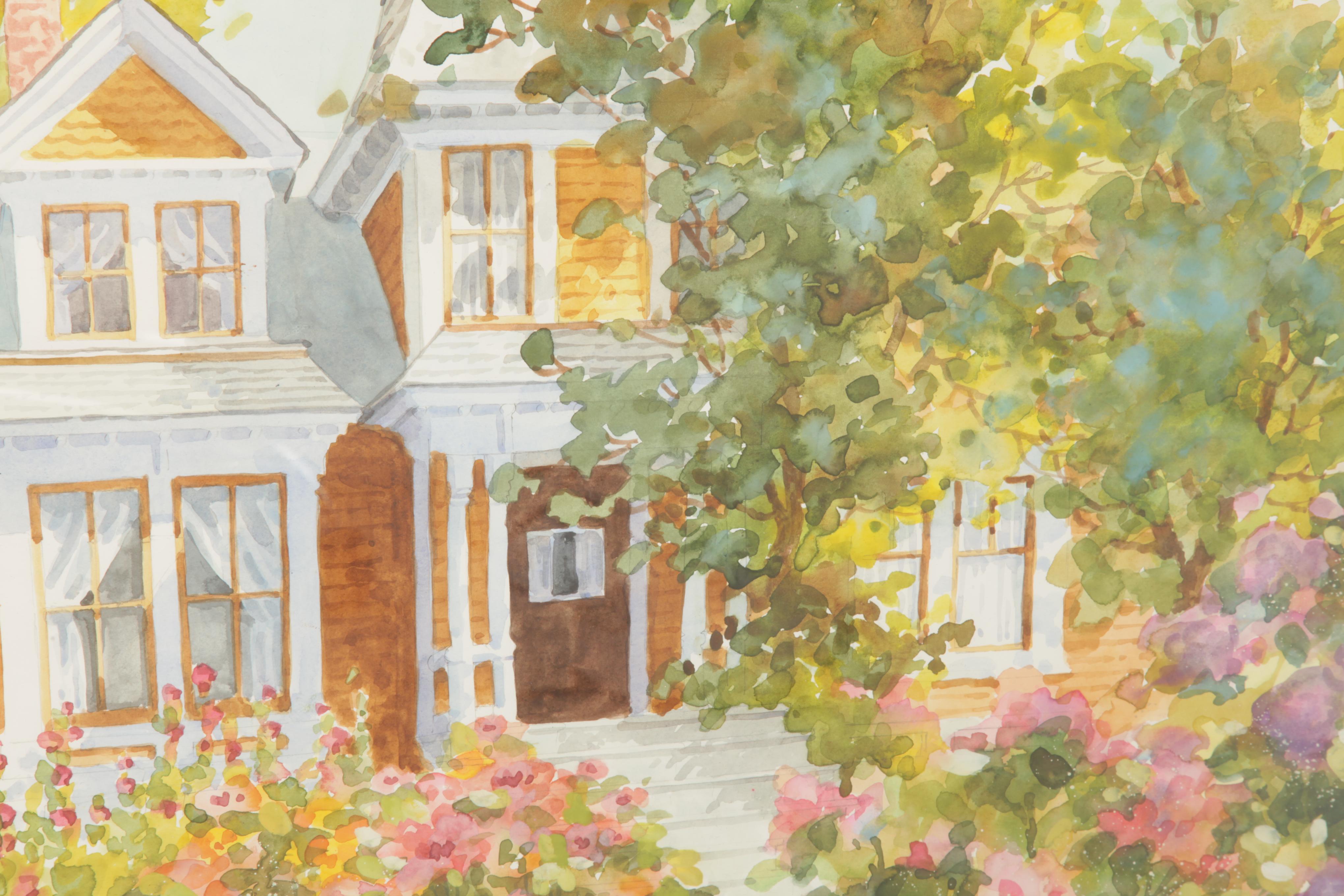 Joan H. McKinney Watercolor on Paper "Country Gardens"