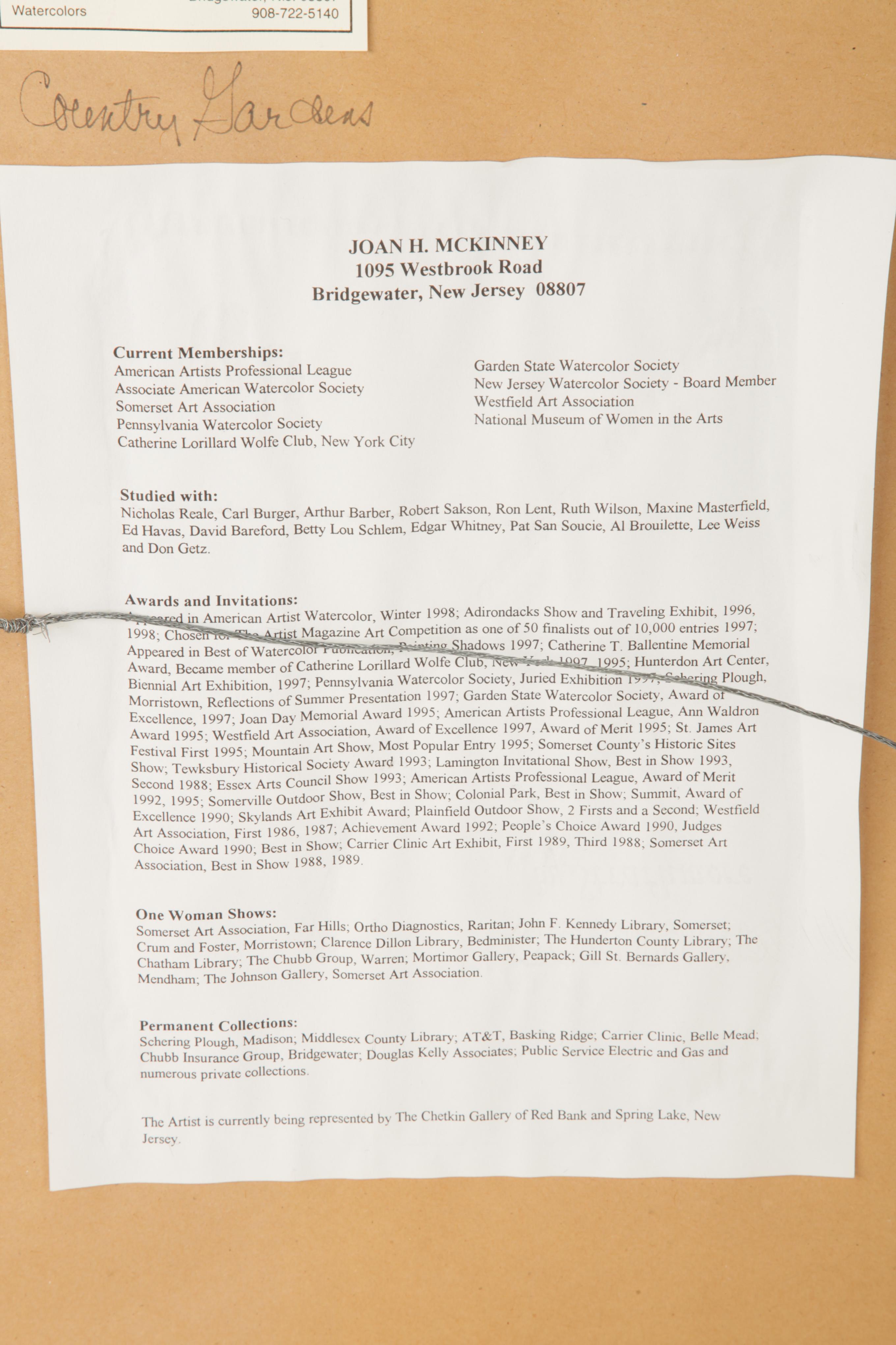 Joan H. McKinney Watercolor on Paper "Country Gardens"