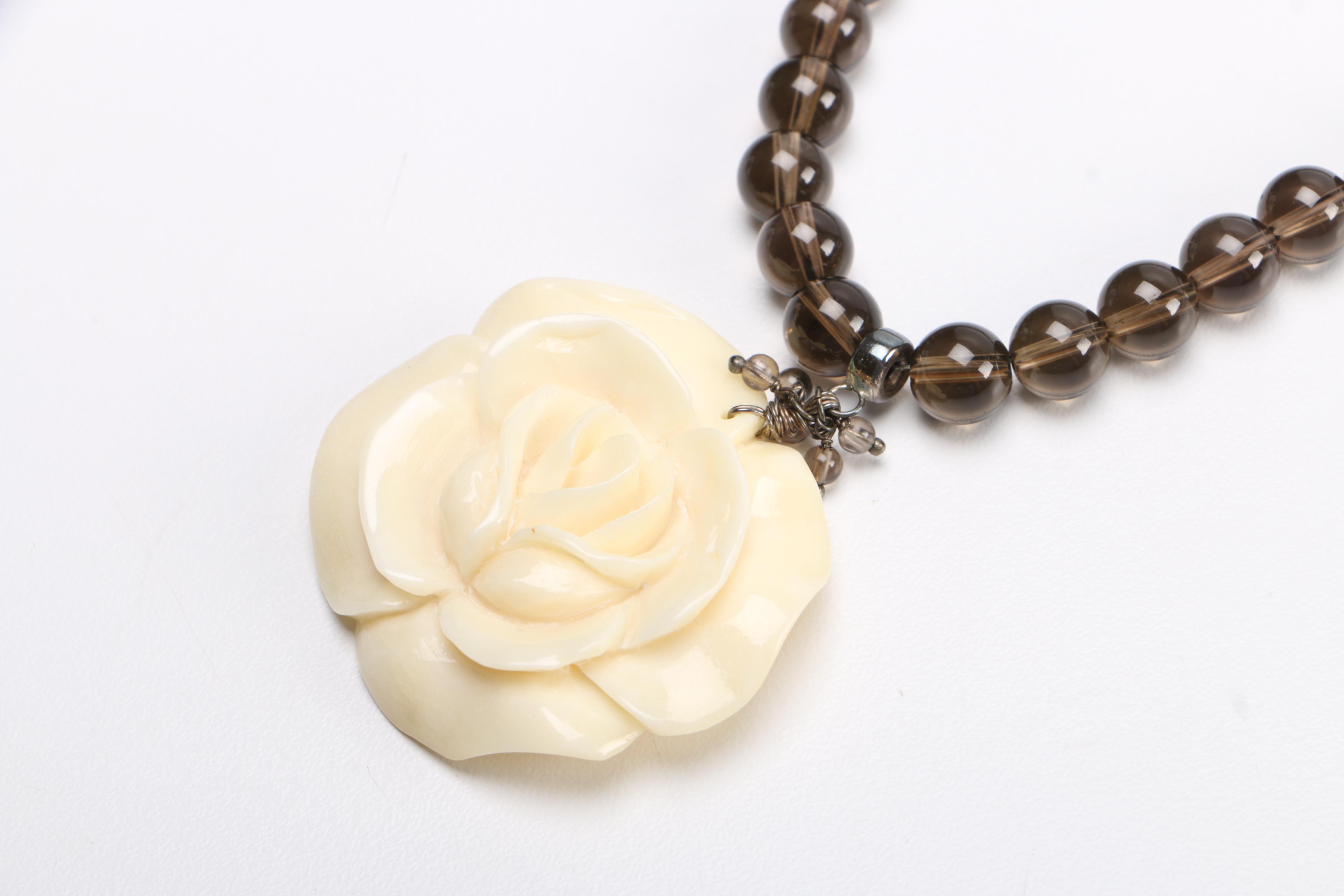 Sterling Silver Jewelry Assortment Including a Kalan Smoky Quartz Necklace