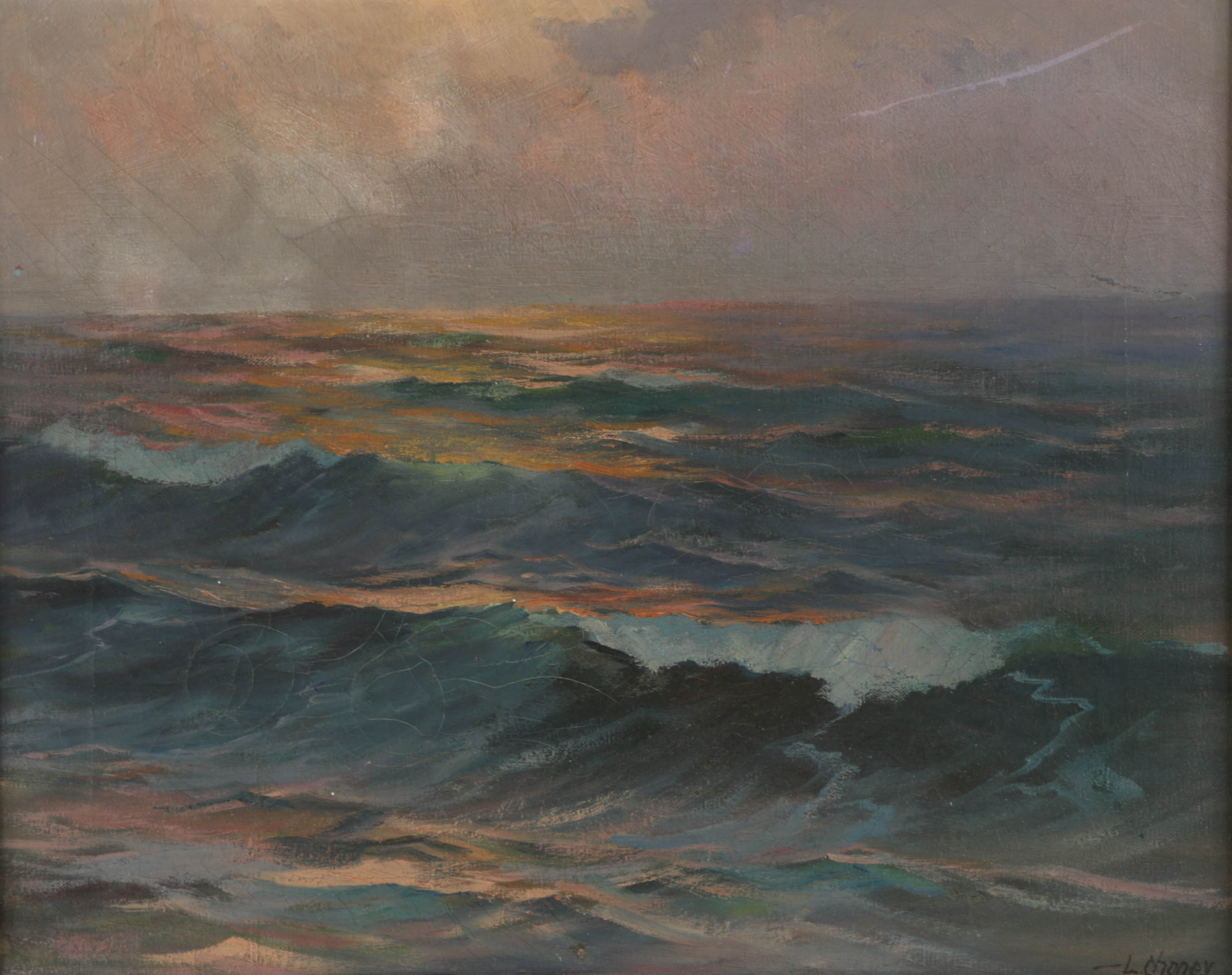 Lester Chaney Oil Painting on Canvas of Seascape