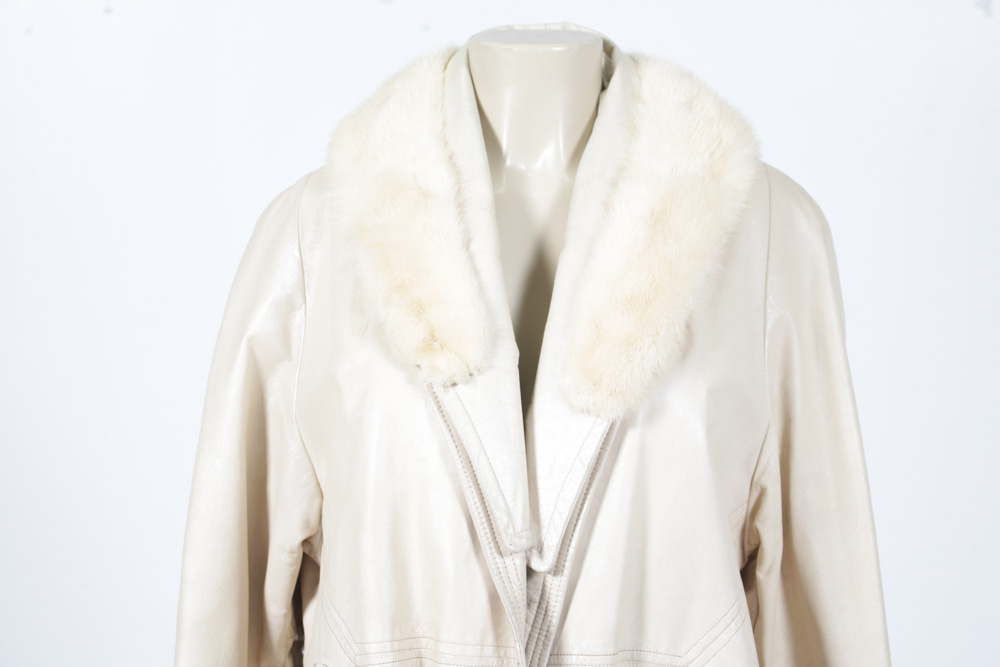Women's Leather and Blond Mink Coat