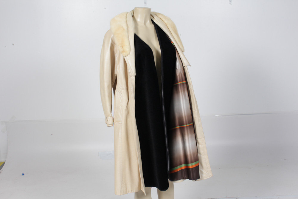 Women's Leather and Blond Mink Coat