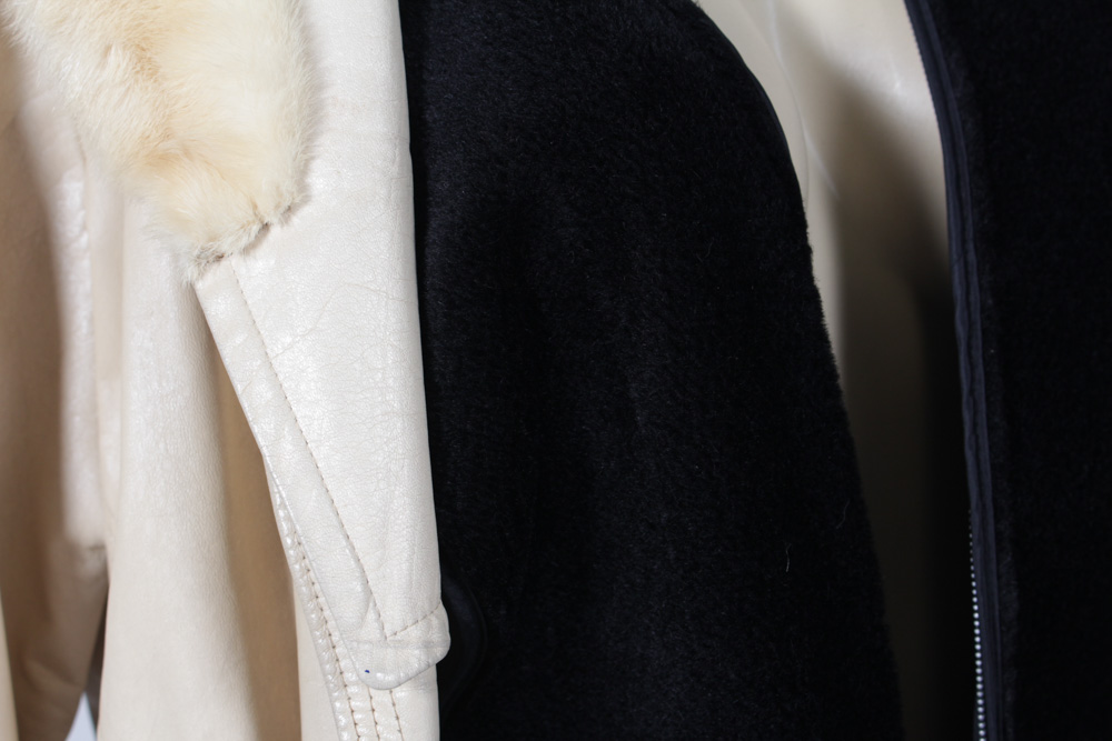 Women's Leather and Blond Mink Coat