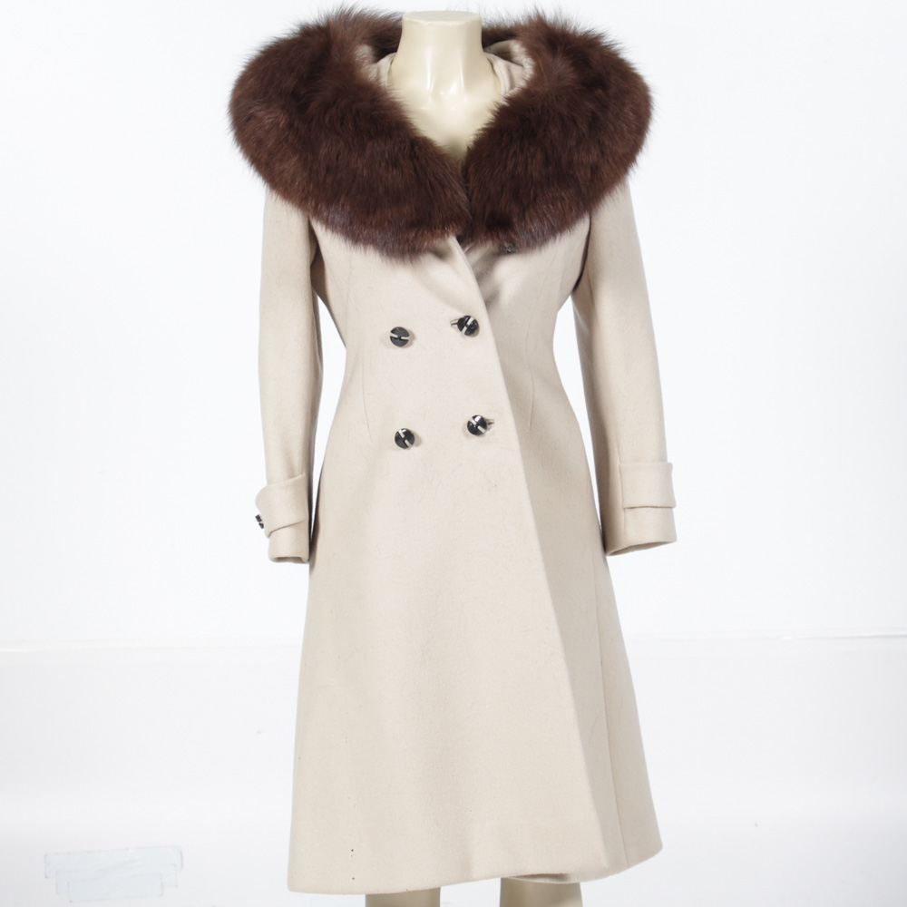 Juan de Cirota Vintage Wool Coat With Fox Collar