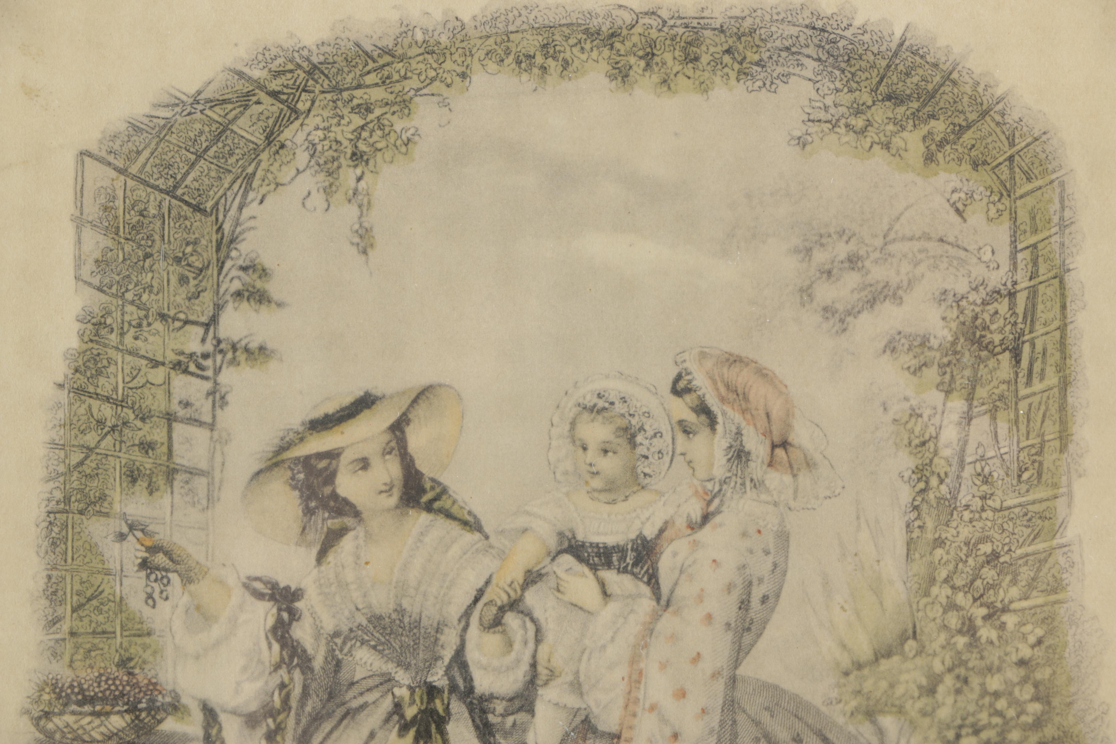 Antique Hand Colored Wood Engraving on Paper "Godey's Americanized Paris Fashions"