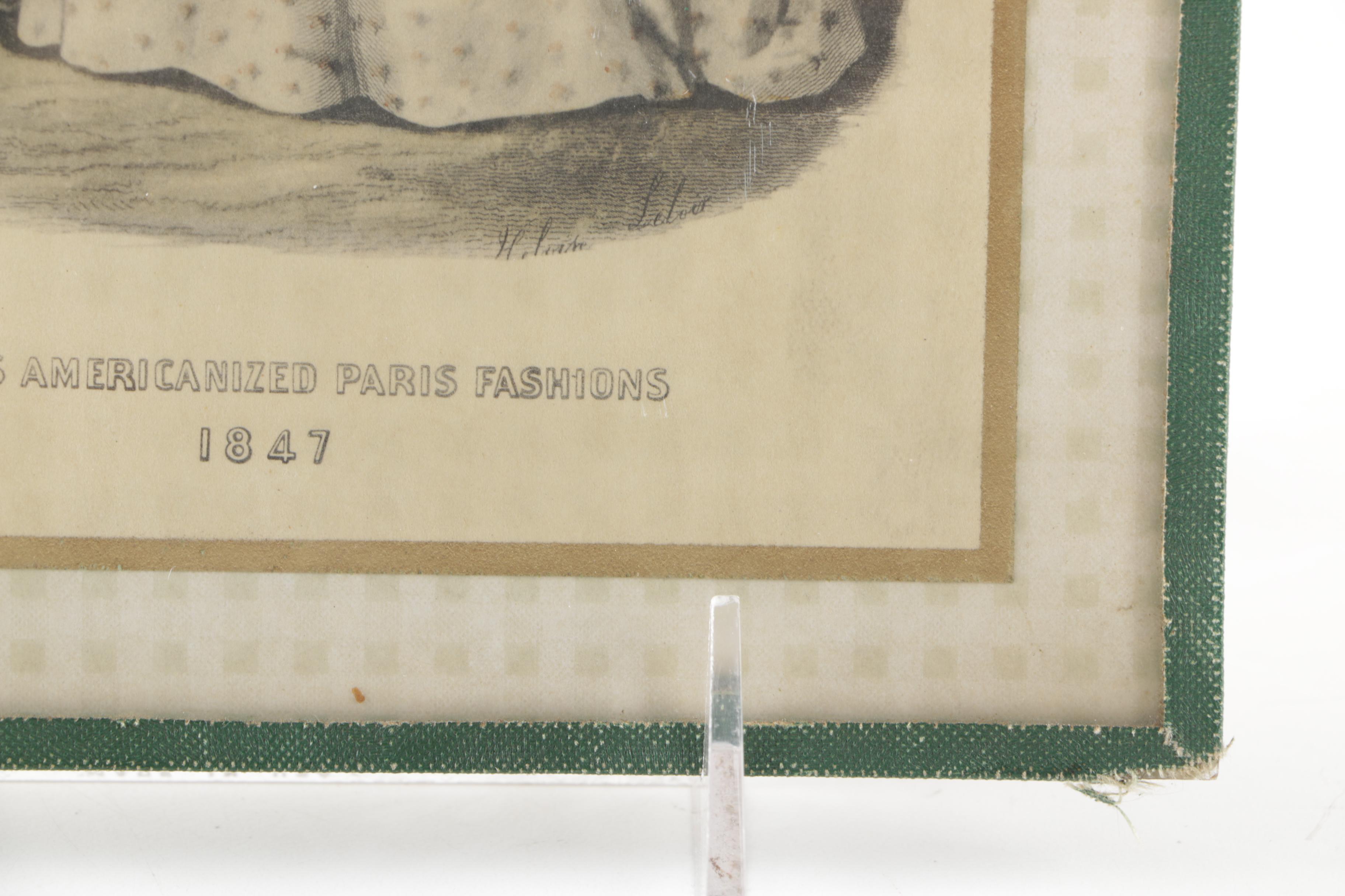 Antique Hand Colored Wood Engraving on Paper "Godey's Americanized Paris Fashions"