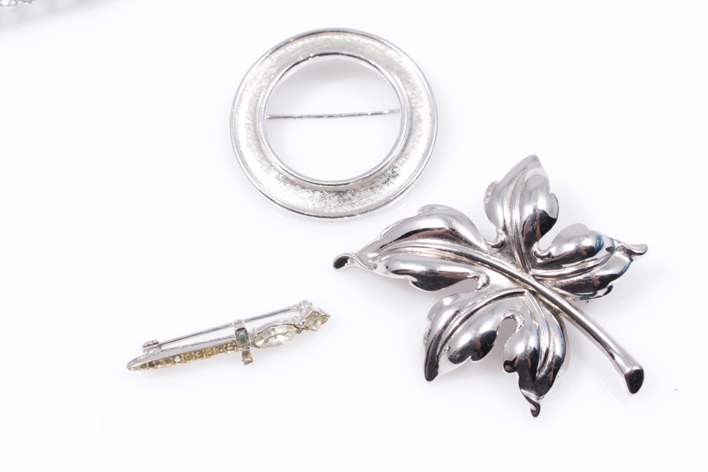 Silver Tone Jewelry Selection With Trifari