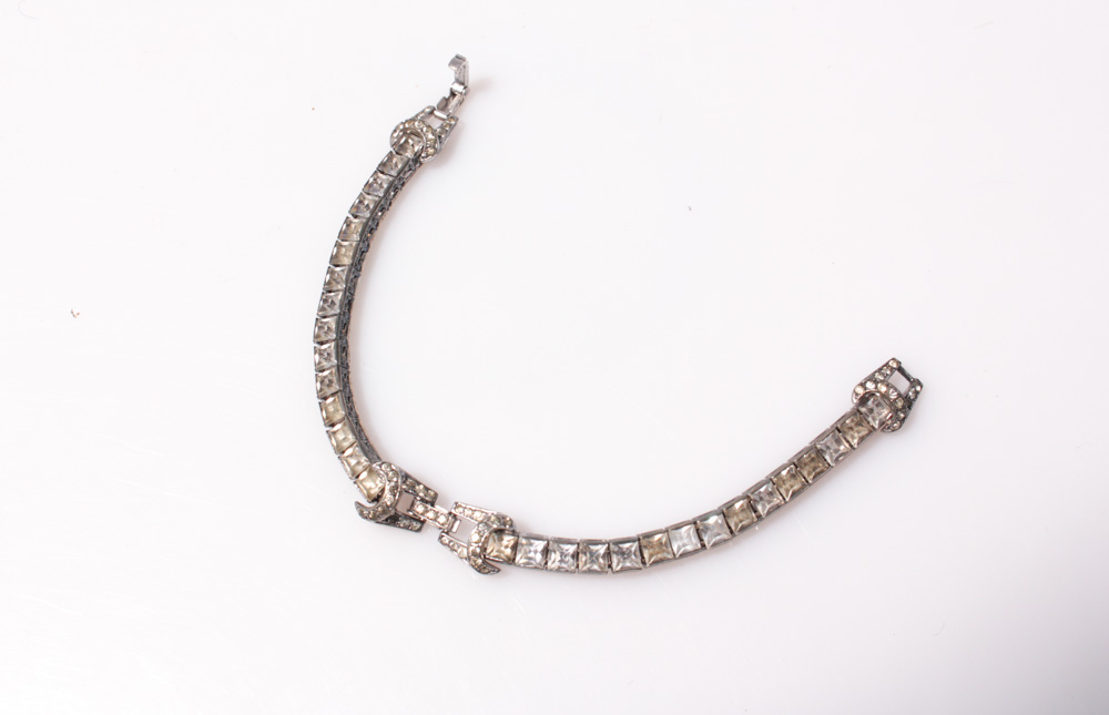 Vintage Sterling Silver Rhinestone Bracelet