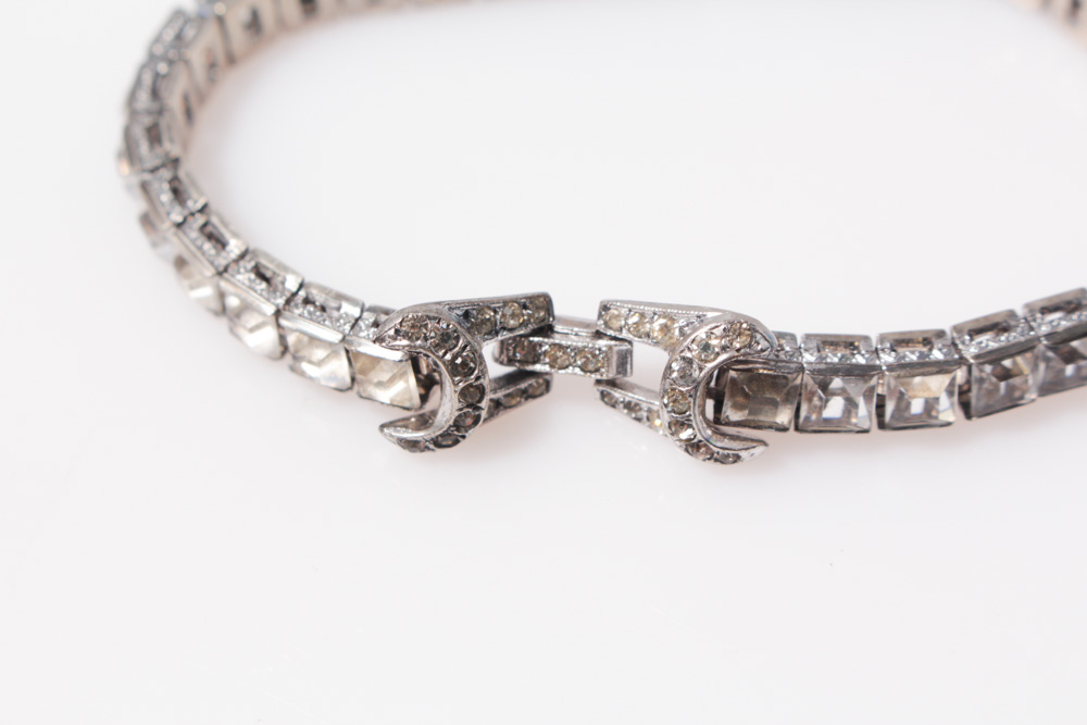 Vintage Sterling Silver Rhinestone Bracelet