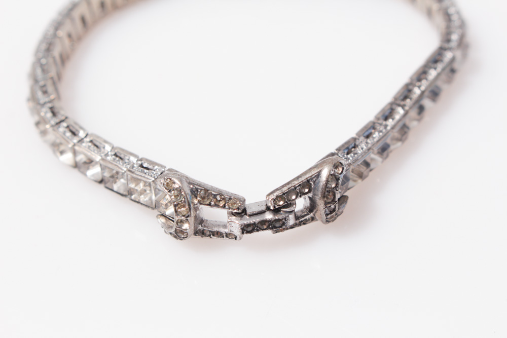 Vintage Sterling Silver Rhinestone Bracelet