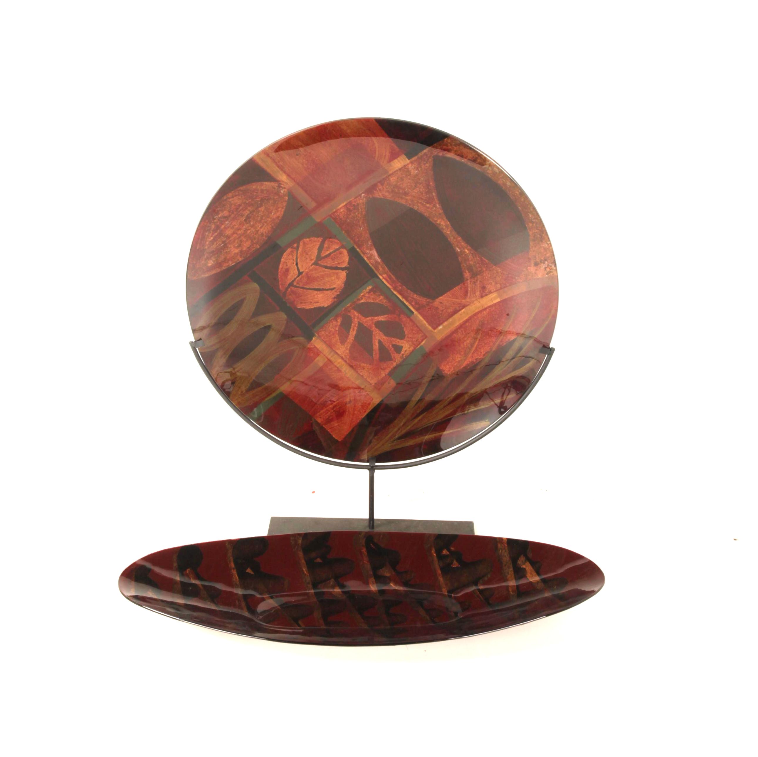Evans Designs Red Art Glass Plates