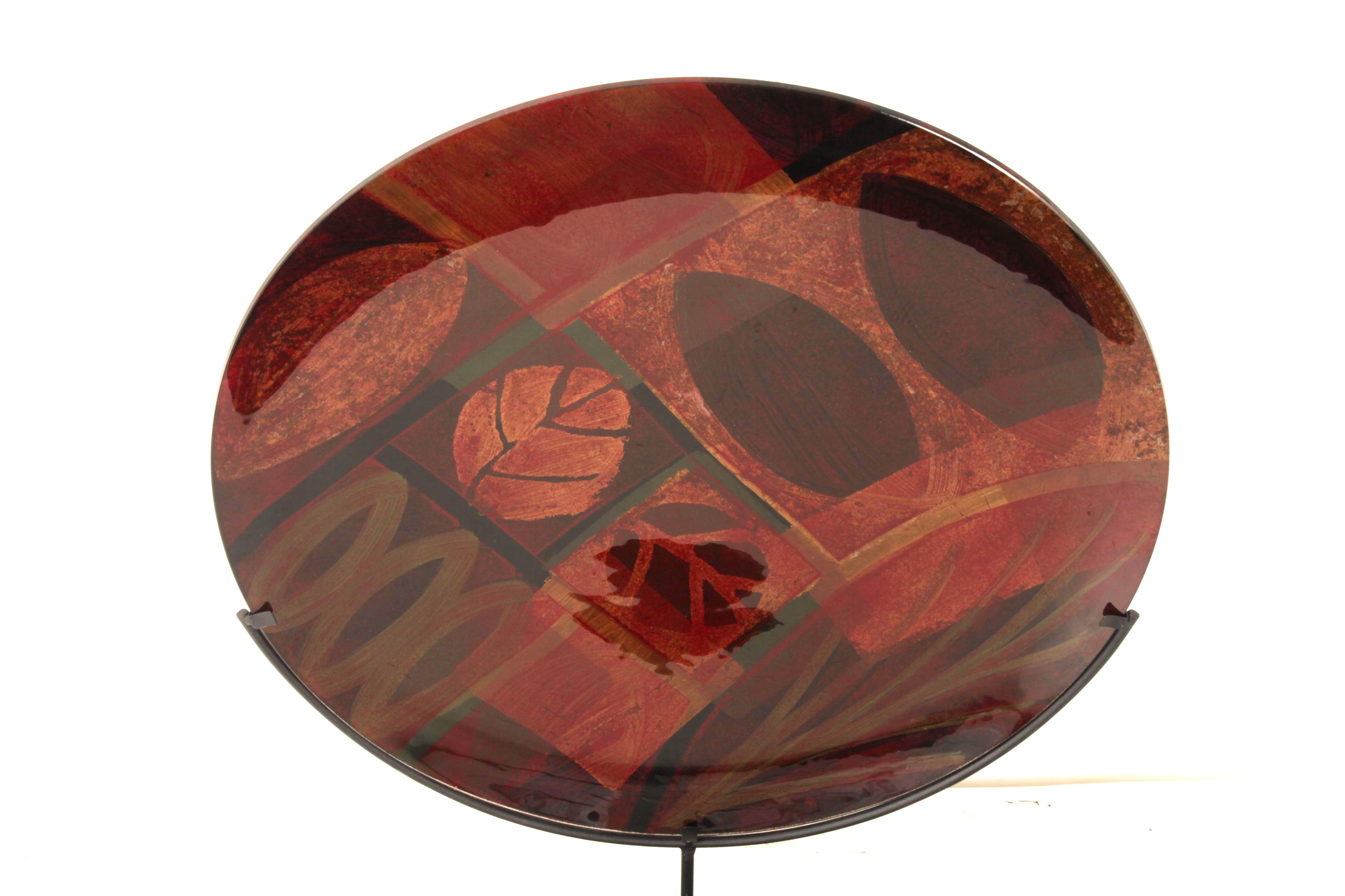 Evans Designs Red Art Glass Plates