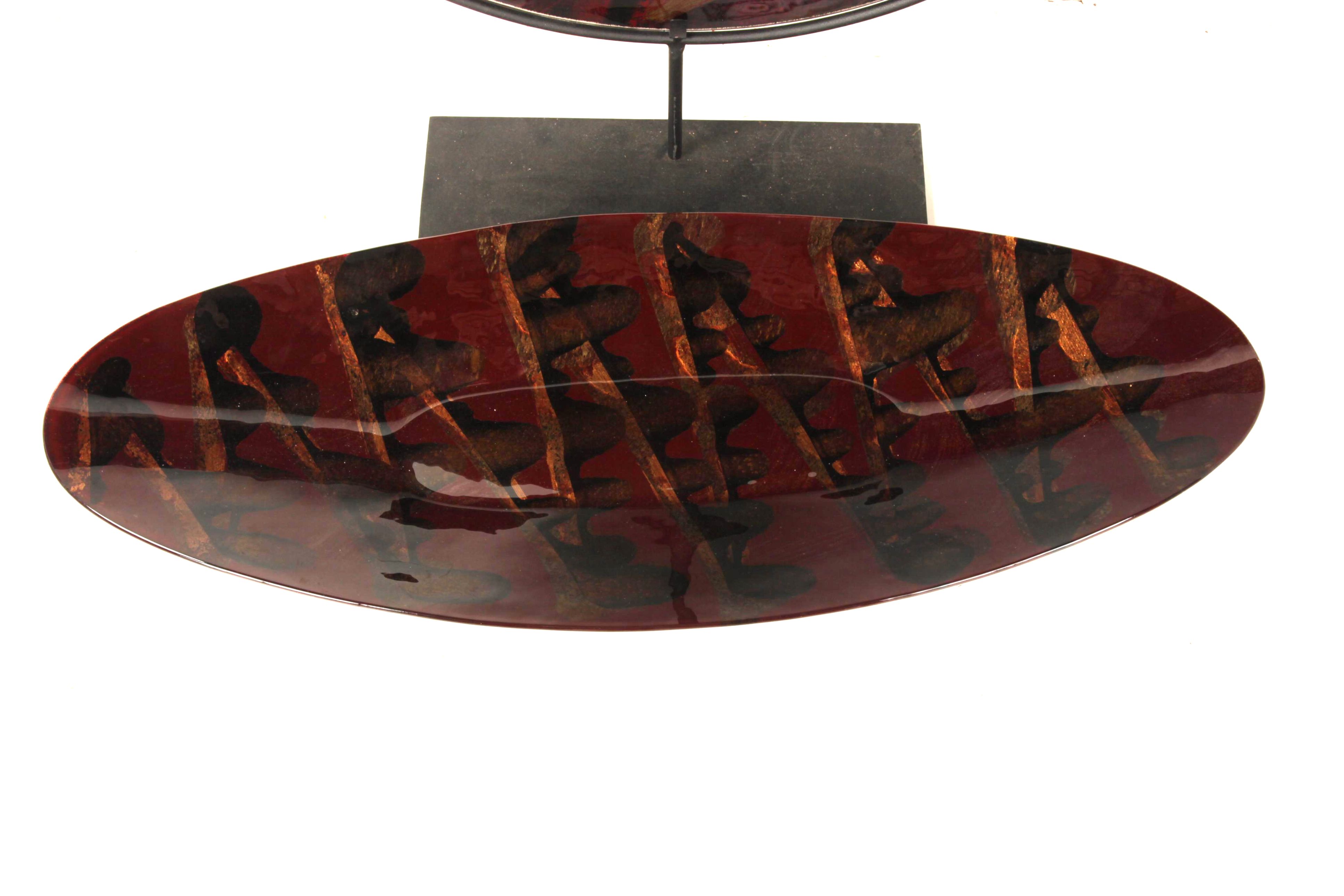 Evans Designs Red Art Glass Plates