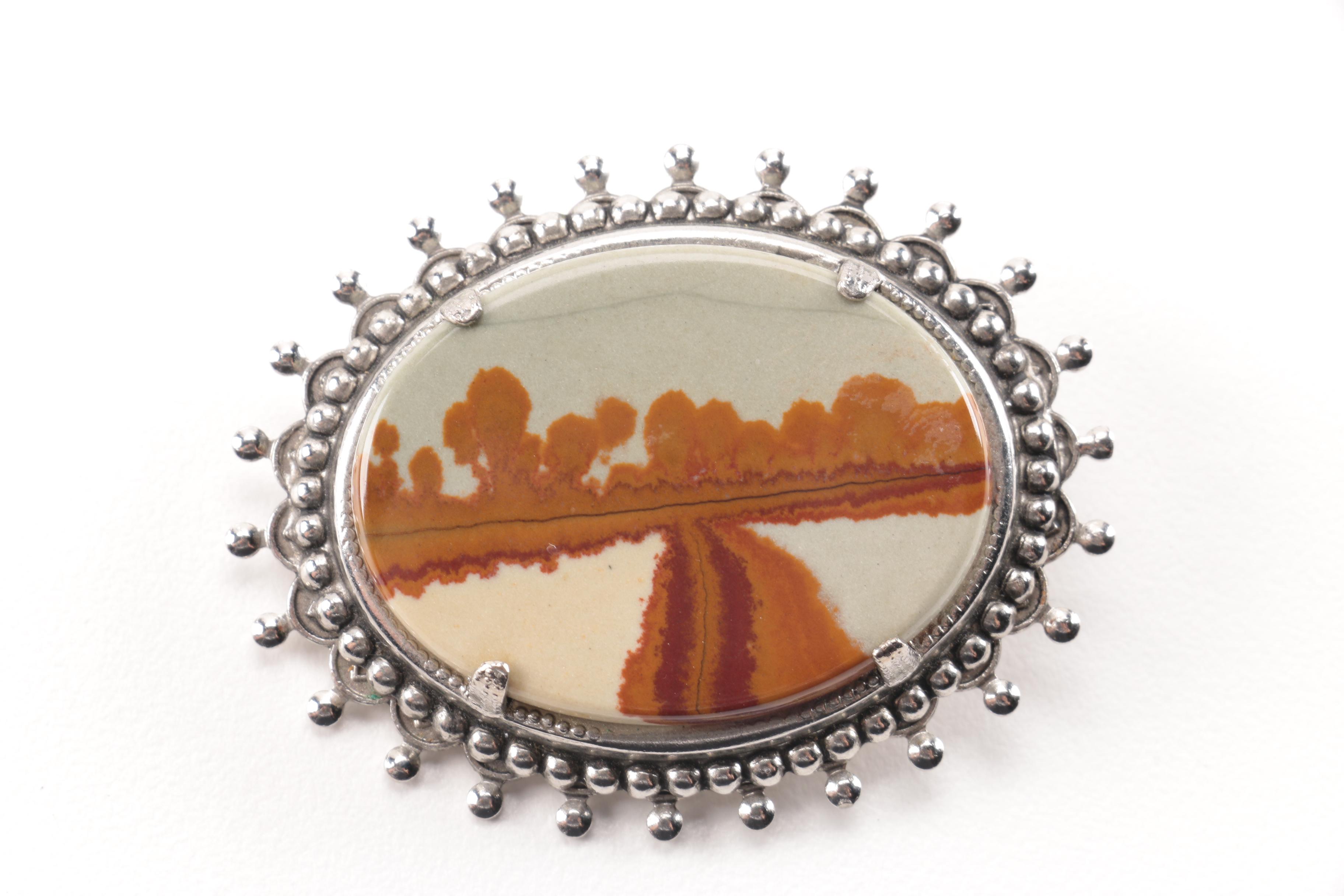 Silver Tone Brooch and Ring