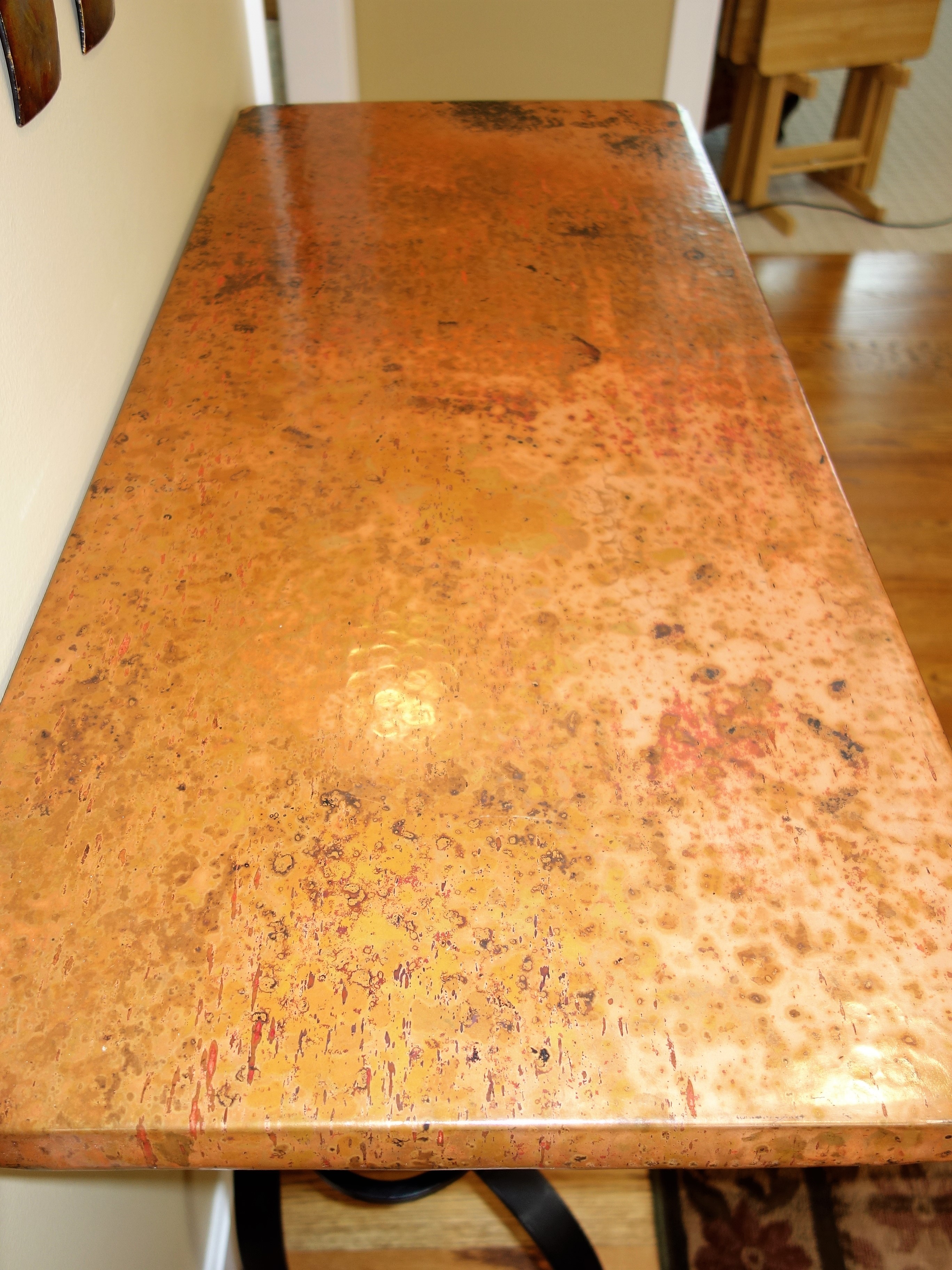 "Normandy" Copper Top Console Table by Arhaus