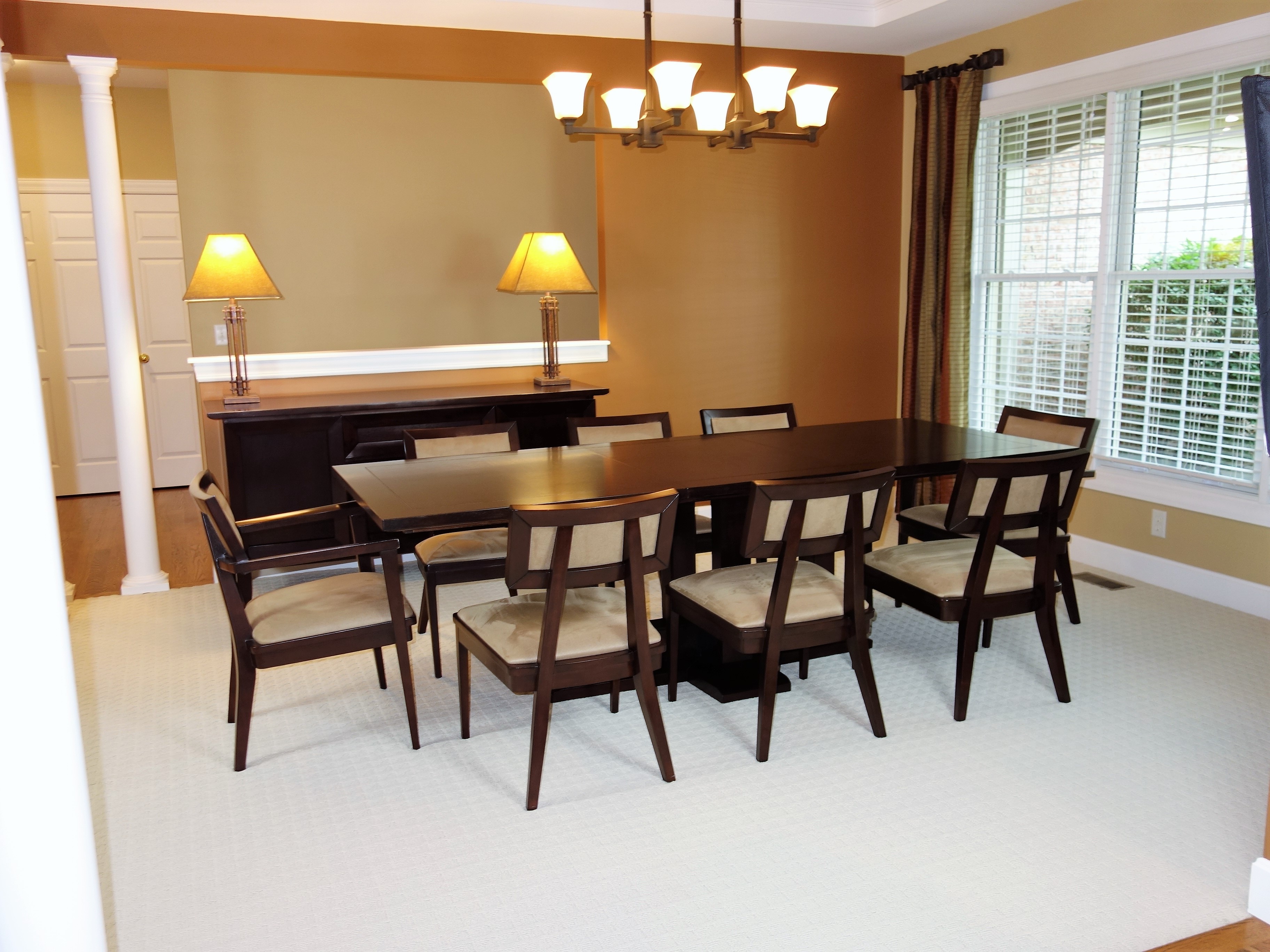 "Bancroft" Dining Table and Eight Chairs by Brownstone Furniture