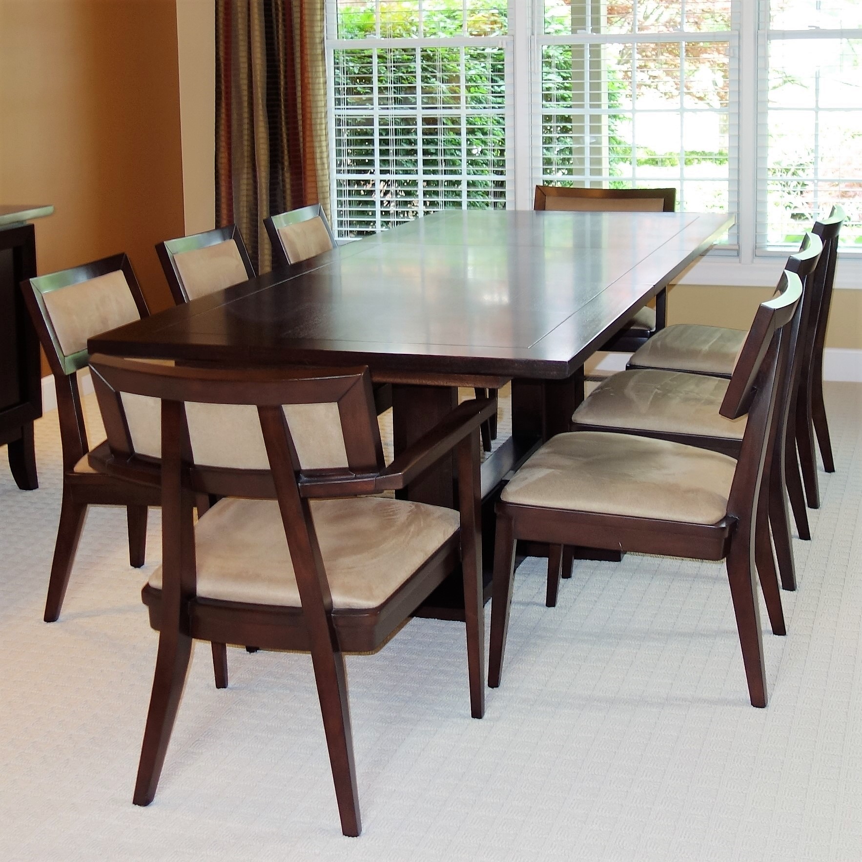 "Bancroft" Dining Table and Eight Chairs by Brownstone Furniture