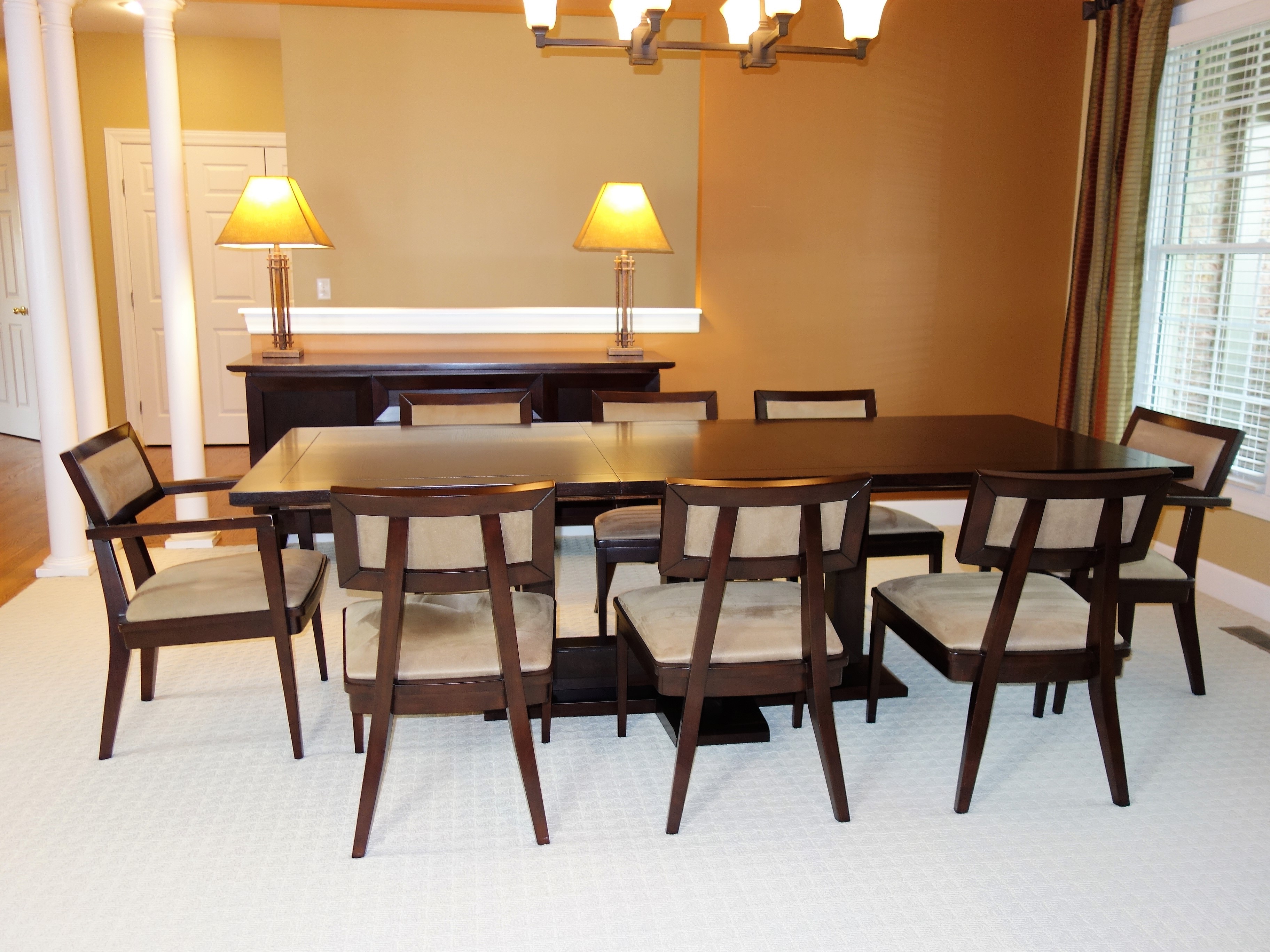 "Bancroft" Dining Table and Eight Chairs by Brownstone Furniture