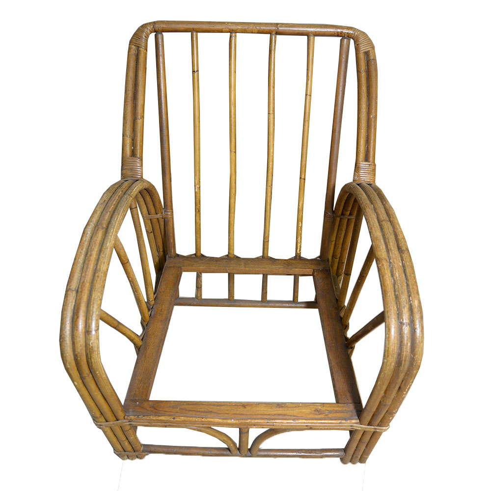 Vintage Paul Frankl Style Bamboo Arm Chair Frame