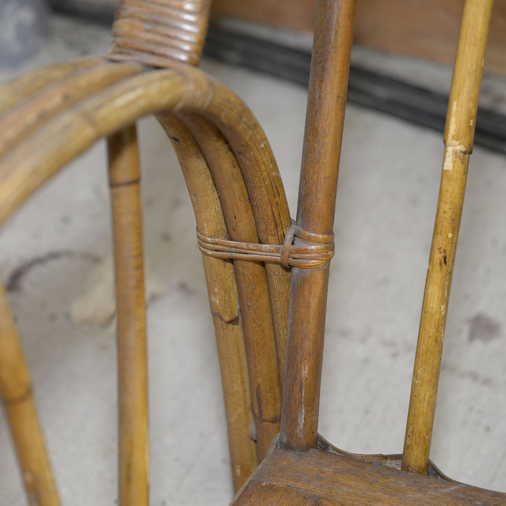Vintage Paul Frankl Style Bamboo Arm Chair Frame