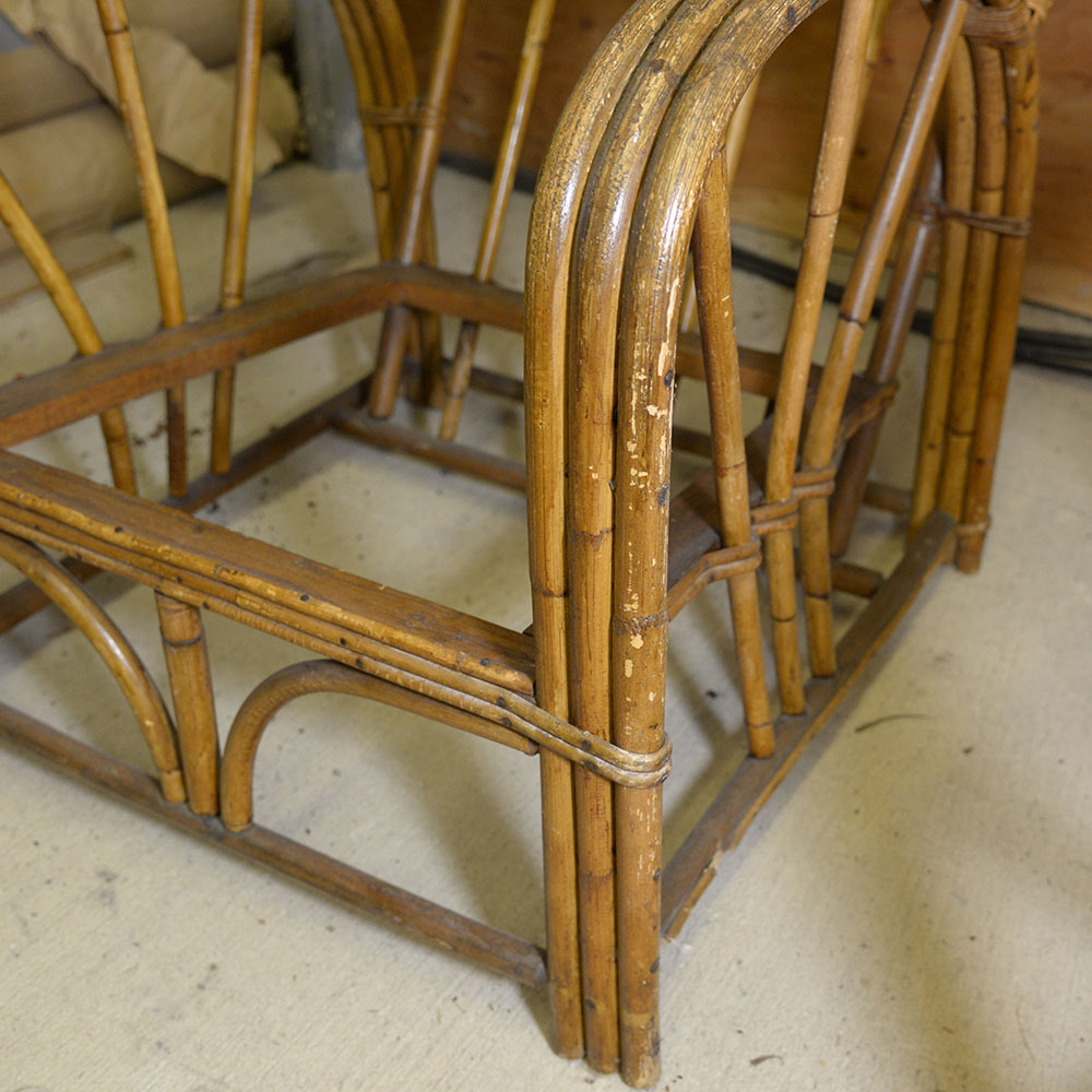 Vintage Paul Frankl Style Bamboo Arm Chair Frame